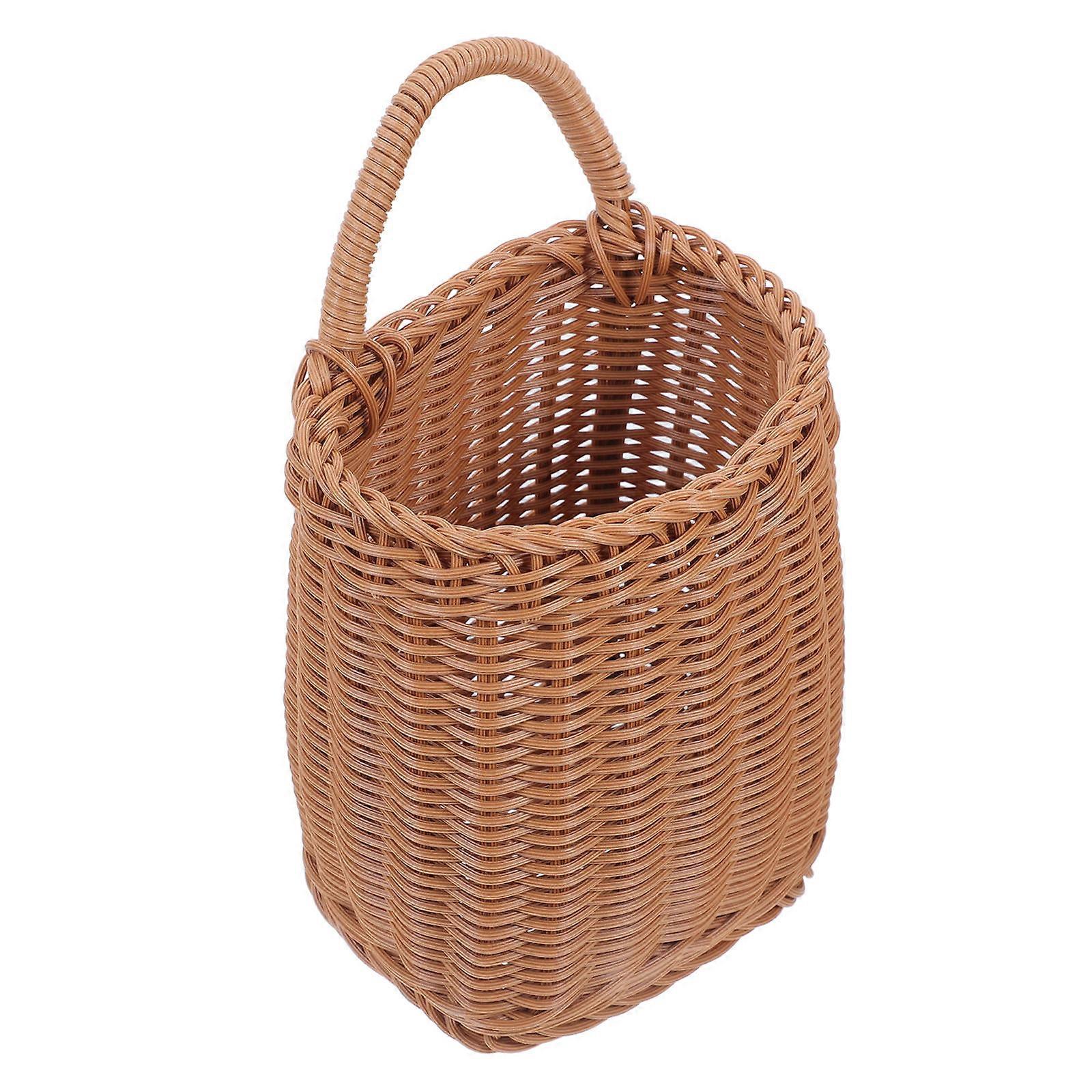 Kitchenware Storage Wall Wicker Hanging Basket Rectangular Shape Plastic Material 1Set