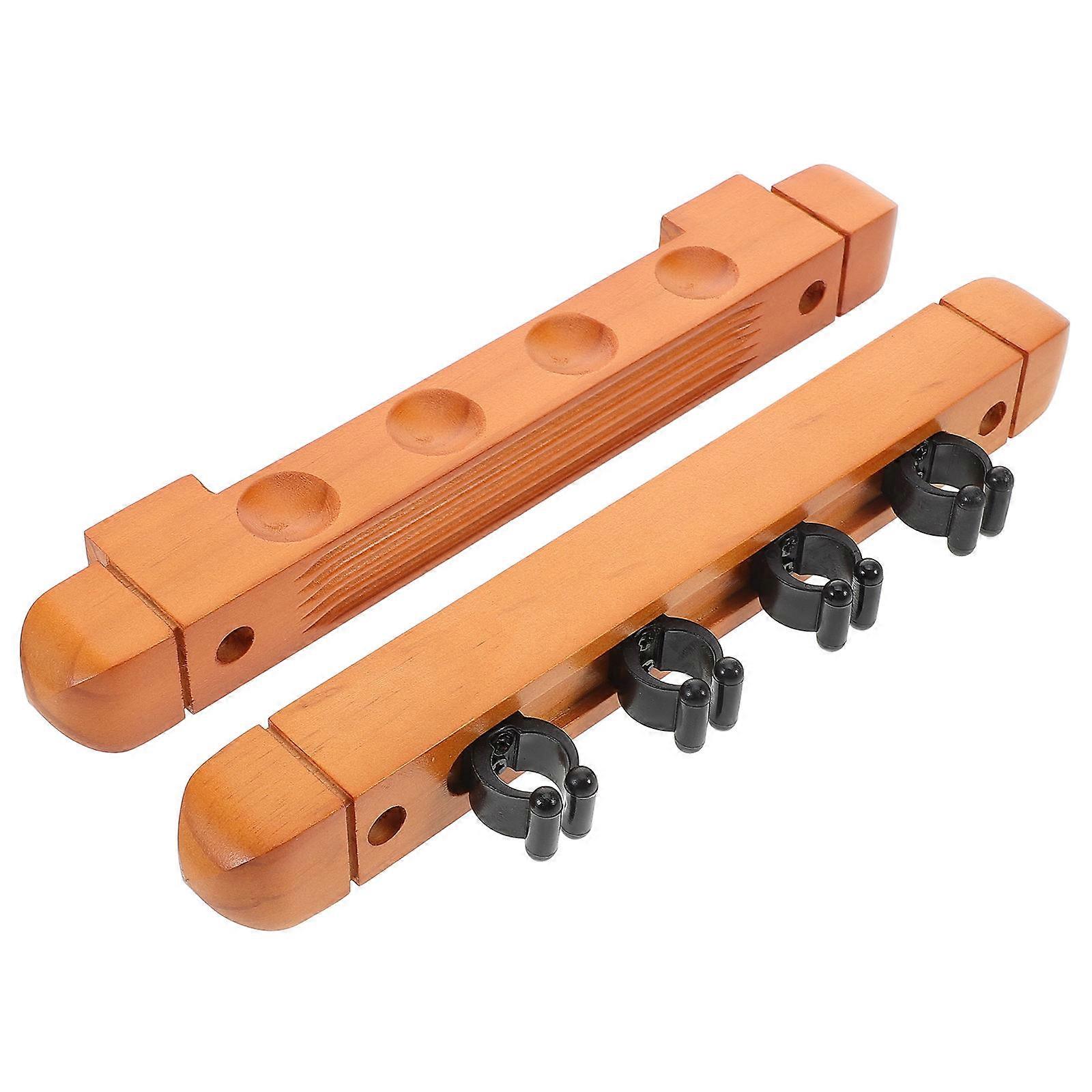 Billiard Cue Holder Wall Mounted Pool Stick Rack Durable Wood 2Pcs