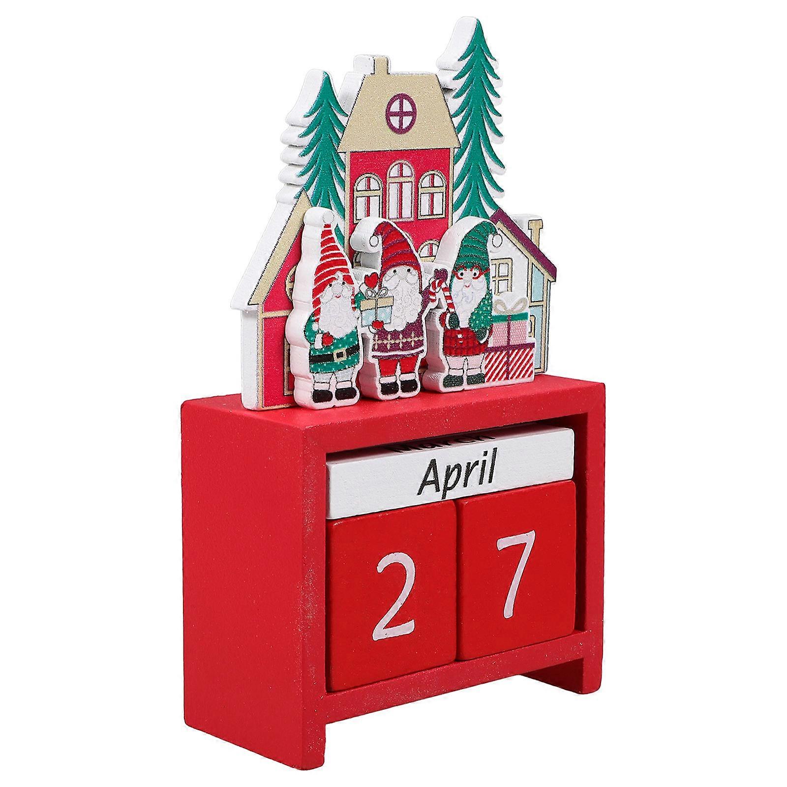 Advent Countdown Calendar Christmas Table Decor .00X7.50X3.50CM Wooden Tabletop Design Holiday Countdown 1Set