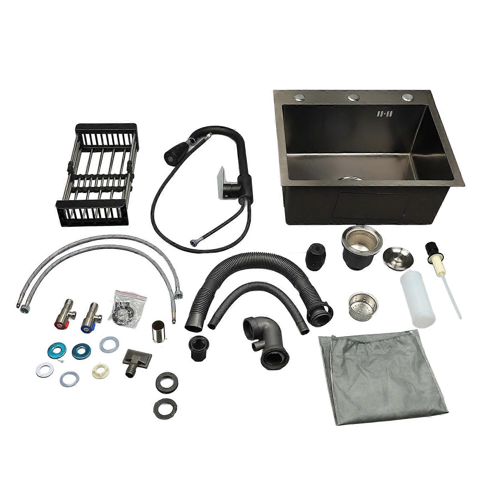 Nano Stainless Steel Undermount Kitchen Sink, Undermount Kitchen Workstation with Faucet for Basin and Dishwasher