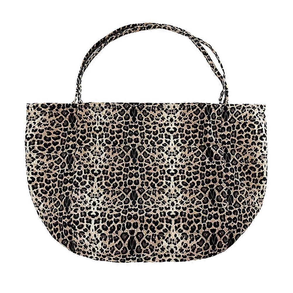 Trendy Shoulder Bag Women Canvas Shoulder Bag Rectangular Storage Pouch Daily Use Leopard 55X35CM 1Pcs