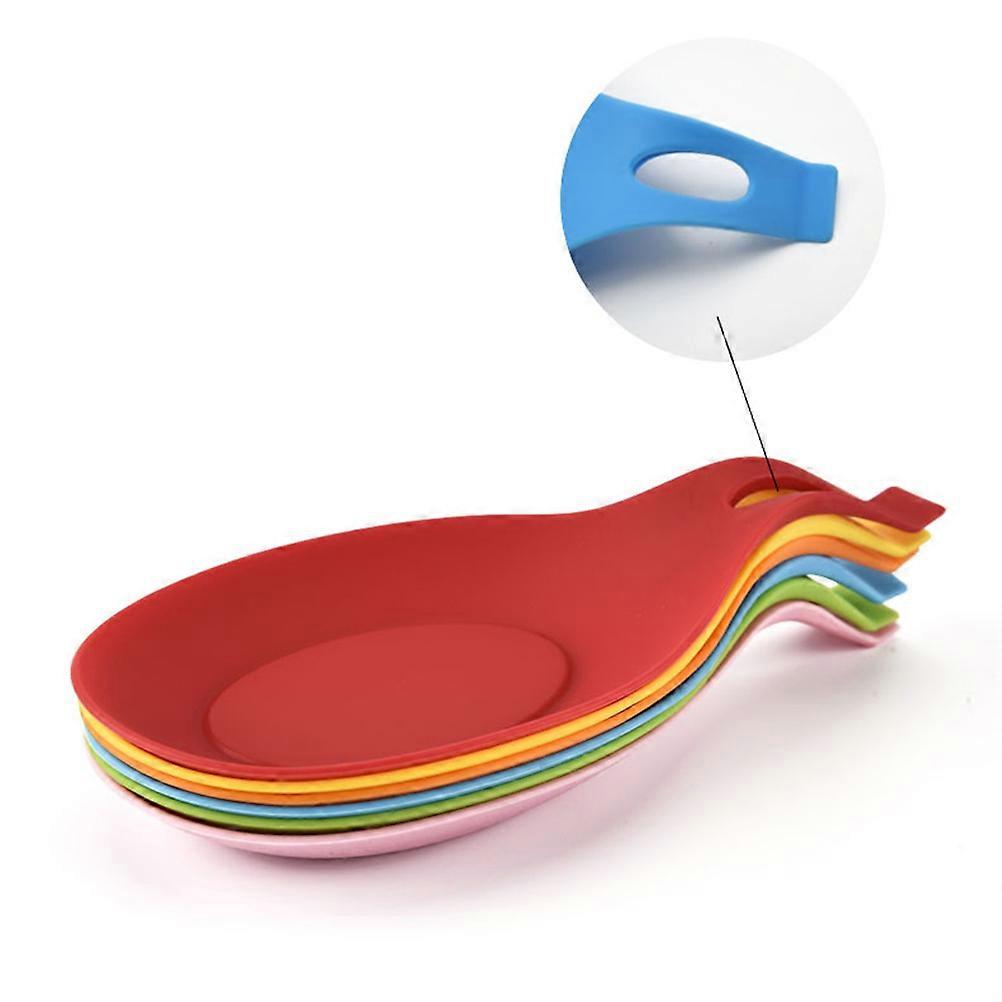 Silicone Utensil Rest Anti-Fouling Stand Wall Mountable for Tabletop Use Assorted Color 5Set