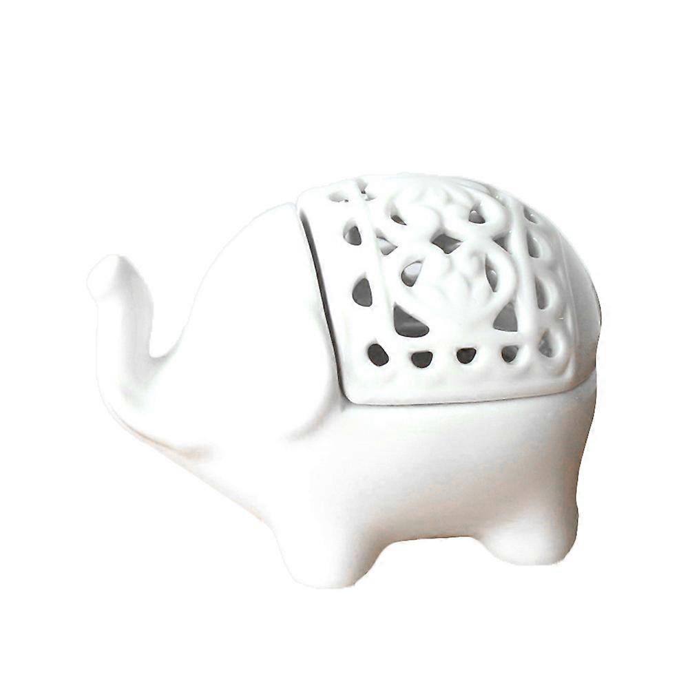 Elephant Ornament Ceramic Windproof Tealight Stand for Home Decoration 2Pcs
