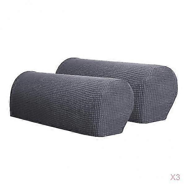 Set of 6 Sofa Armrest Covers Non Slip Stretch Arm Furniture Protector Gray