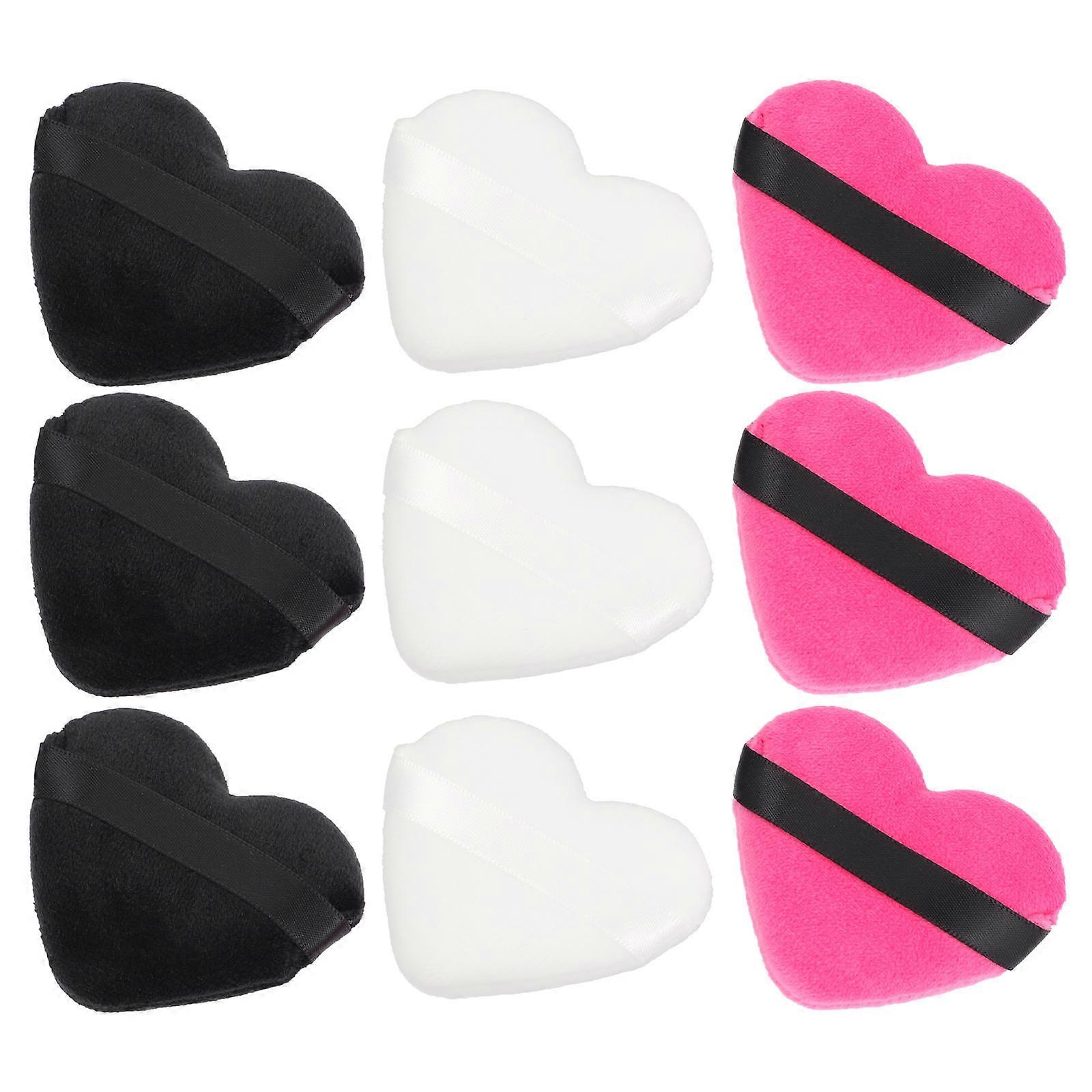 Setting Puff Makeup Cosmetic Application 9Pcs Black Portable for Use