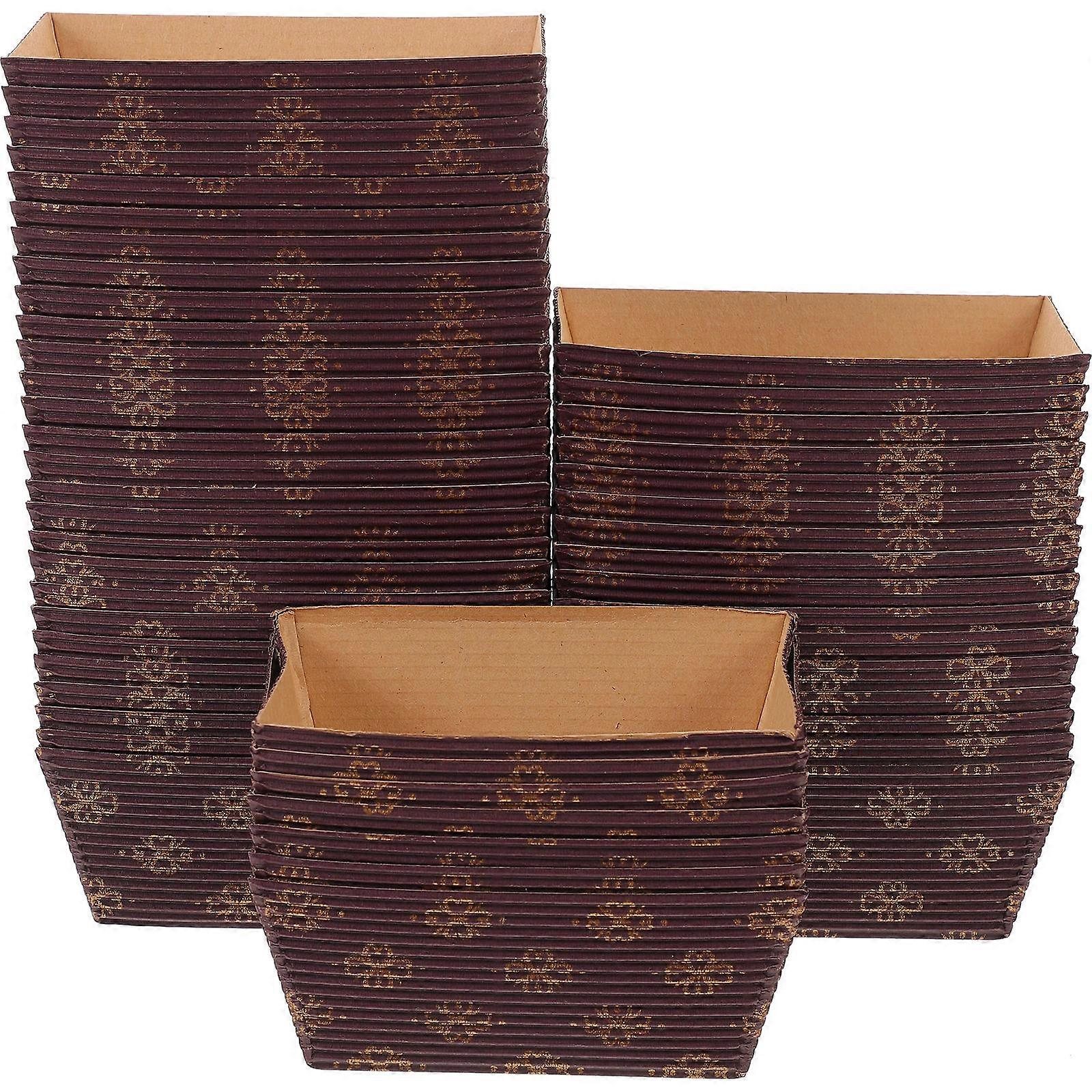 Paper Bread Baking Trays Paper Loaf Pan For Hotels Fluffy Bread Making Heat Resistance Rectangle Shape 50Pcs
