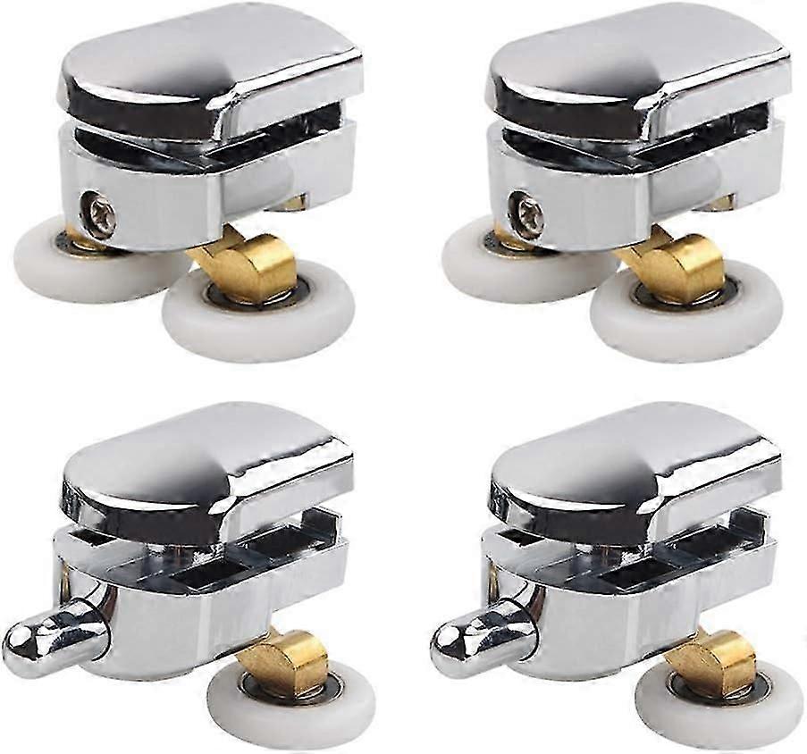 Shower Door Roller, 4 Double Rollers for Shower Door Sliding Rollers Door Replacement Wheel