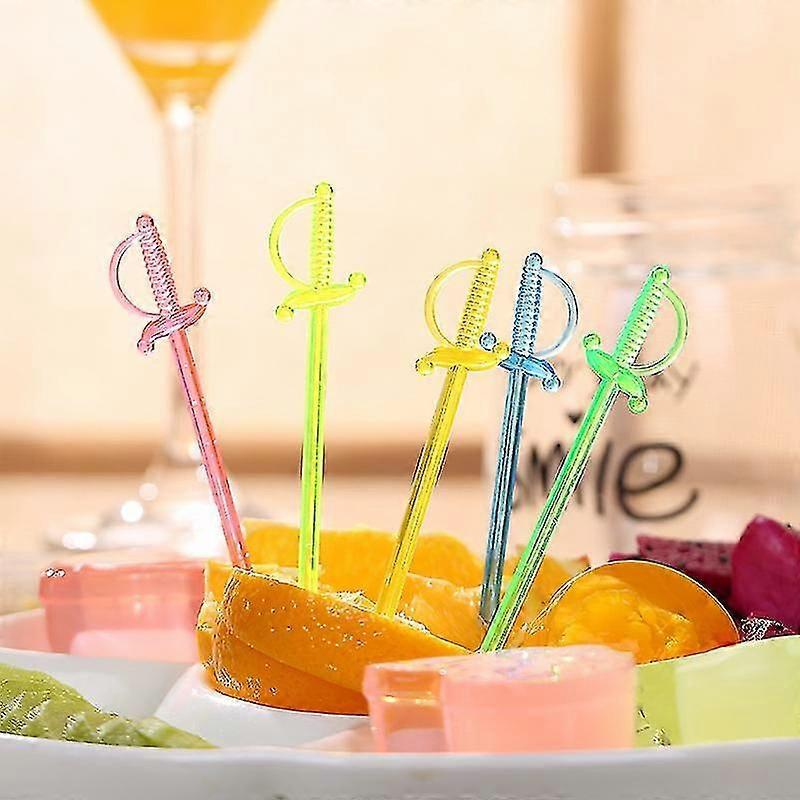 200pcs Plastic Cocktail Sword Picks Party Fruit Picks Sword Shaped Appetizer Picks