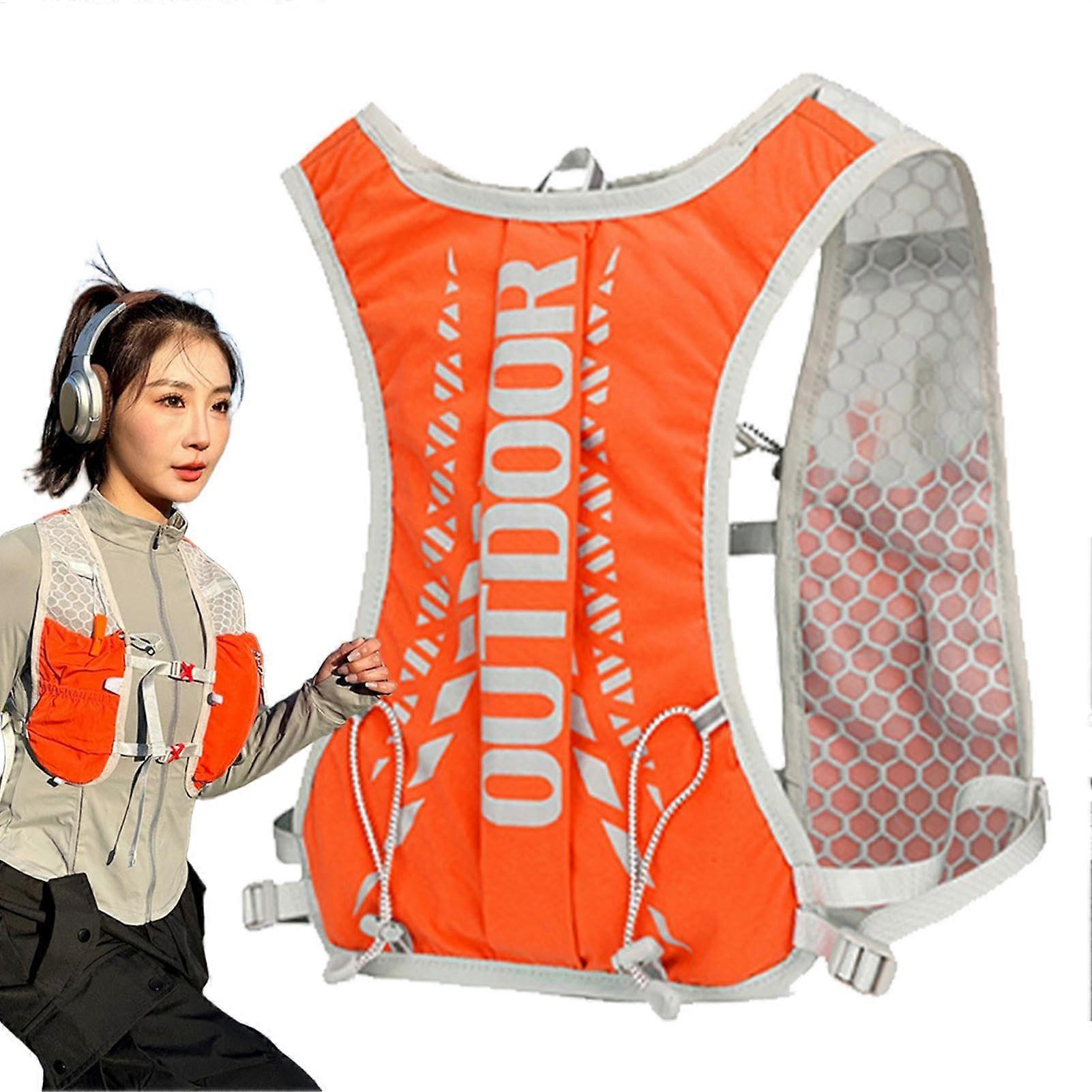 Gilet d’hydratation léger, sac à dos d’hydratation imperméable pour le camping, sac d’hydratation isolé pour la course de longue distance. Sac à dos d’hydratation orange.
