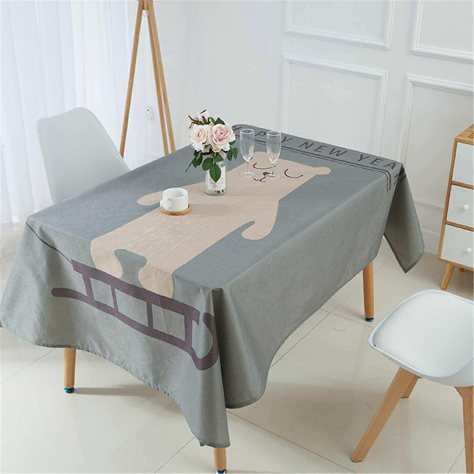 Christmas Tablecloth, Washable, Waterproof, 3D Table Linen, Rectangular (Polar Bear, 90x90cm)