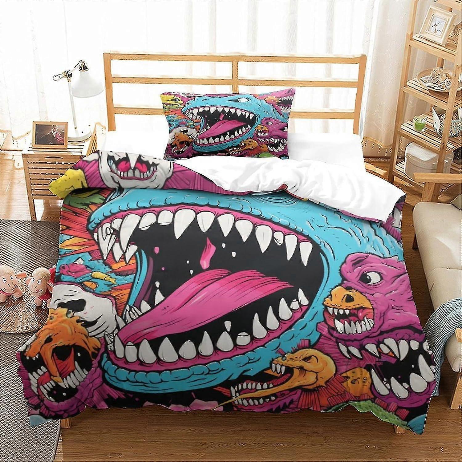 Abstract Manga Character Bedding Set Duvet Cover for Teens and Kids Without Comforter and Sheet Single