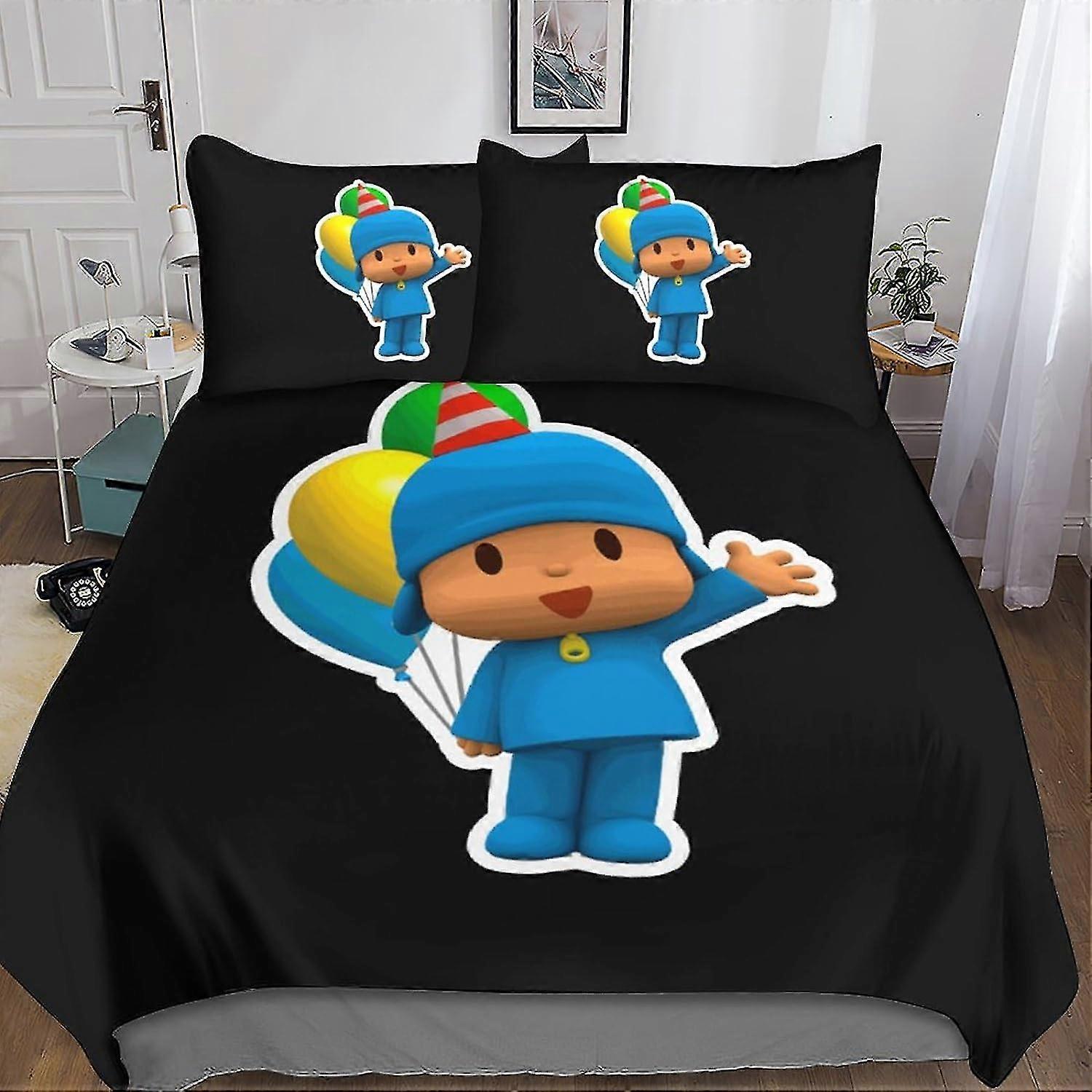 Cute Animation Microfiber Duvet Cover Bedding Set with Zipper Closure, Soft and Comfortable for Kids and Adults