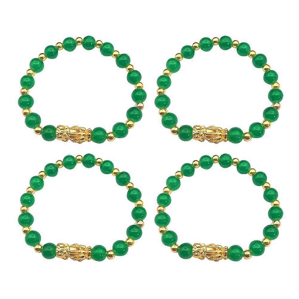 Wrap Chain Bracelet Synthetic Material Wrist Band Daily Use 8mm Green 4Pcs