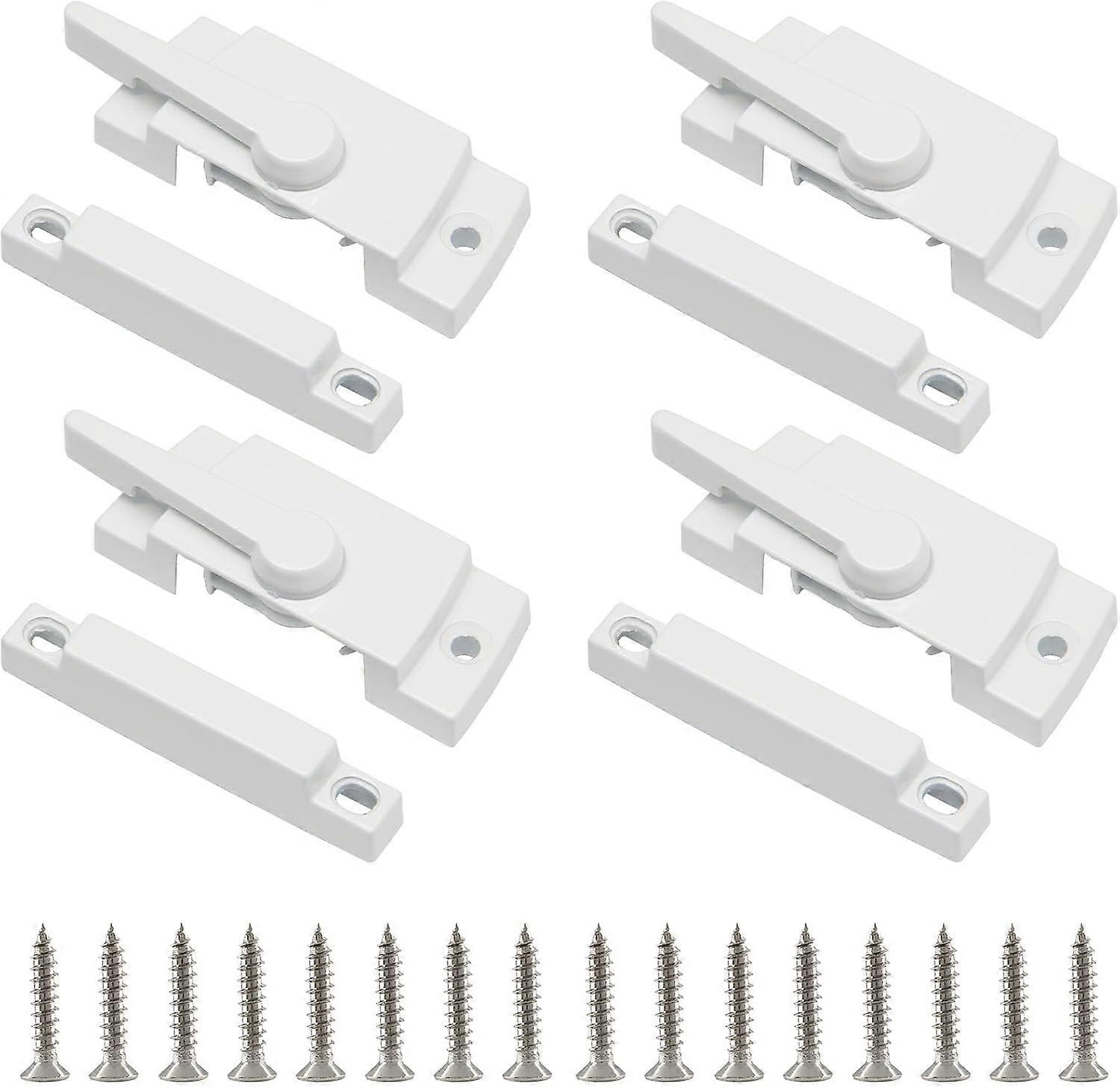 Sliding Window Sash Locks 4 Pack Cam Sash Locks for Double Hung Window Latch Lock for Vertical and Horizontal Sliding Windows, White White