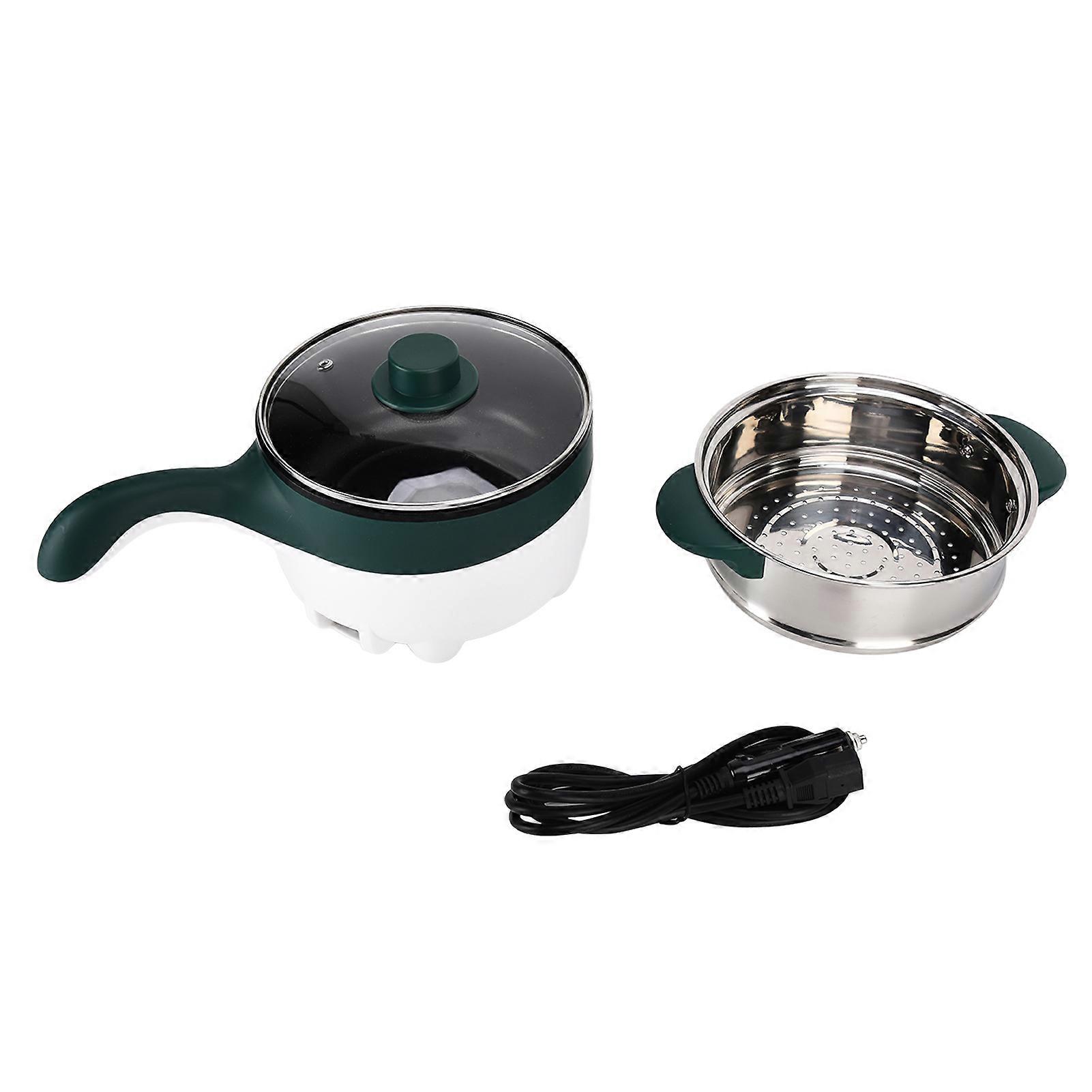 2 لتر 12 فولت وعاء ساخن كهربائي متعدد الوظائف من الفولاذ المقاوم للصدأ مضاد للجفاف الغذاء باخرة للمطبخ المنزلي للسيارة