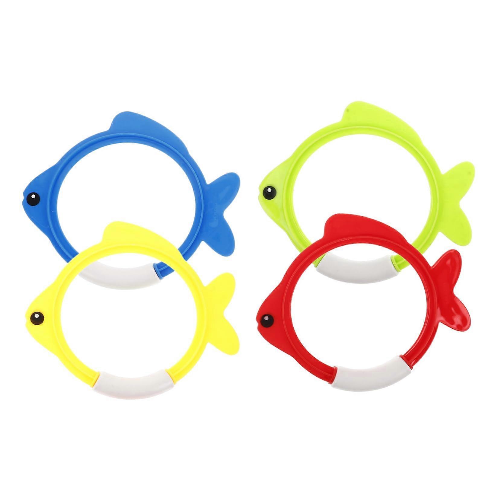4 Pieces Diving Fish Ring Swimming Pool Sink for Pool Water Entertainment Equipment Pool Diving Sticks Pool Diving Pool Rings Diving Rings Plastic