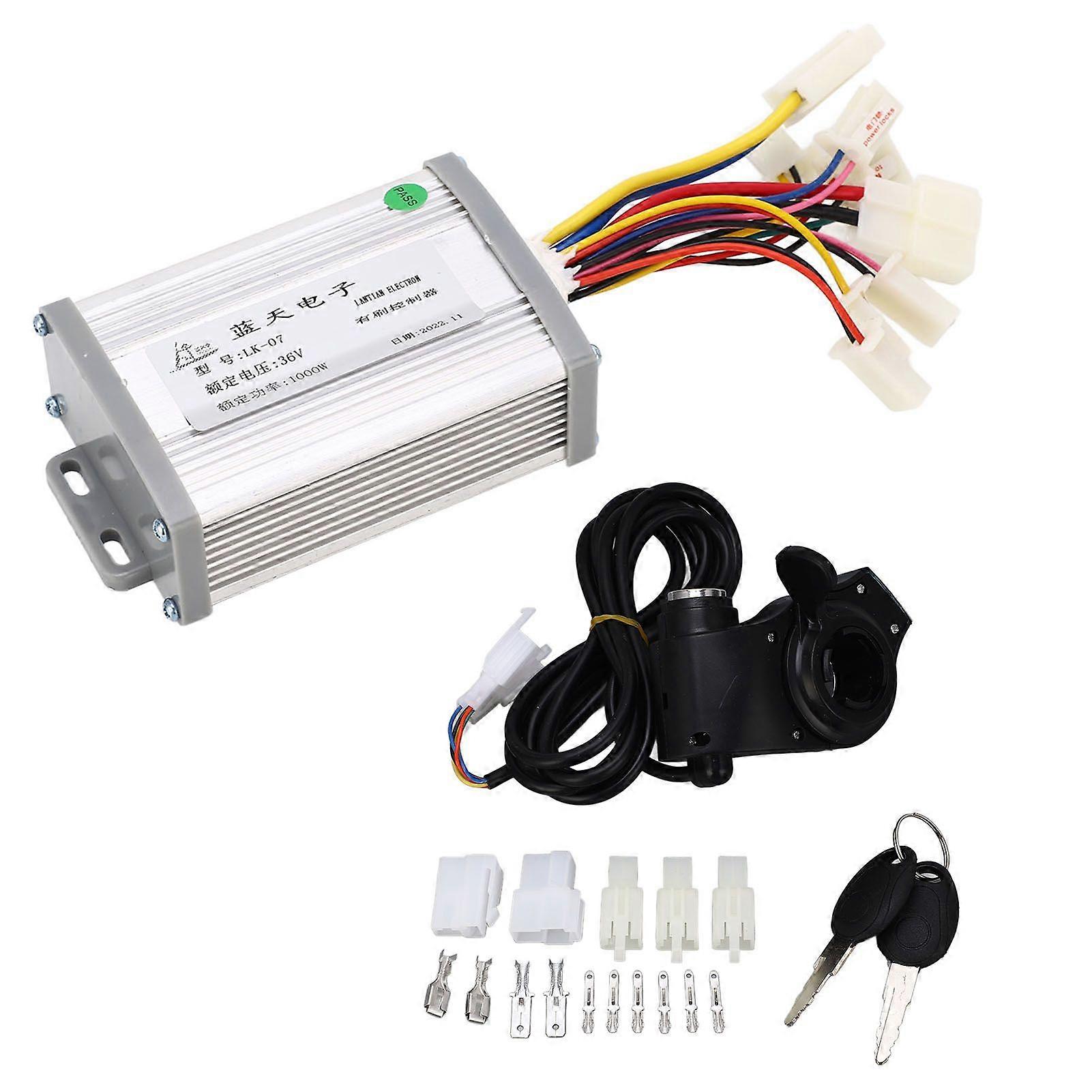 Electric Bike Controller Thumb Throttle Kit 36V 1000W Brush Motor Speed Controller and Thumb Throttle Kit for Refit YMQX)
