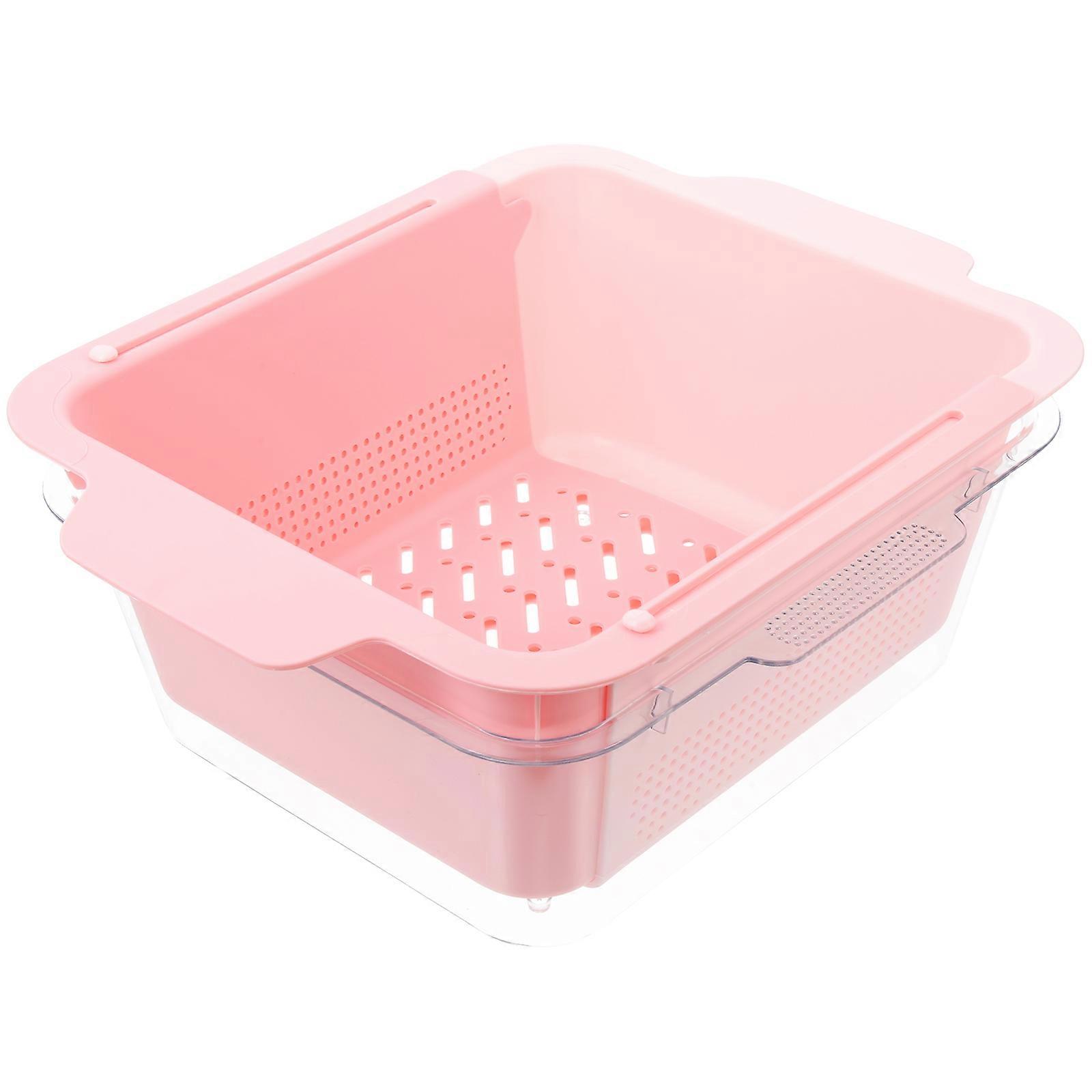 Mesh Draining Basket Fruit Kitchen Use Homeowners Pink 30X23CM Food Dehydration 1Pack