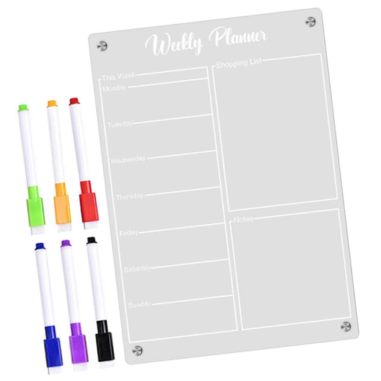 1Satz Magnetic Weekly Planner Board Writable With Markers Transparent Fridge Whiteboard For Organization And To-Do