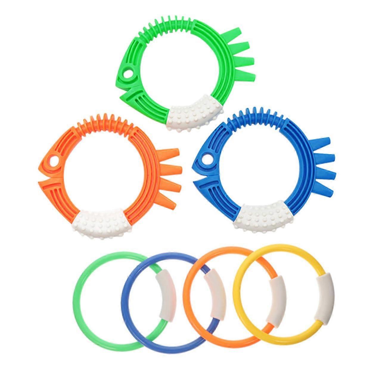 7piece Dive Toy Set Dive Rings and Dive Fish Water Toys for Pools and Beaches and Underwater Training