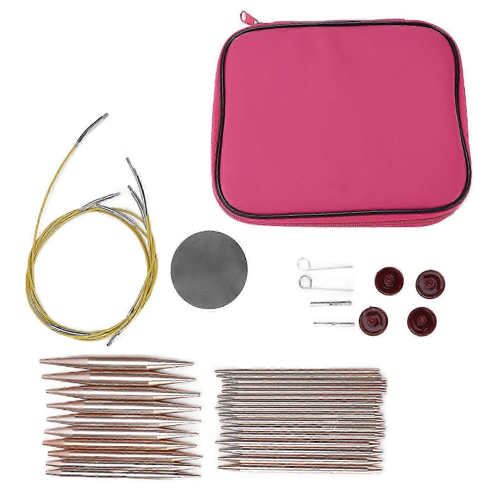 26pcs Circular Knitting Needles Set with Storage Case in Rose Gold Color for Weaving and Crochet