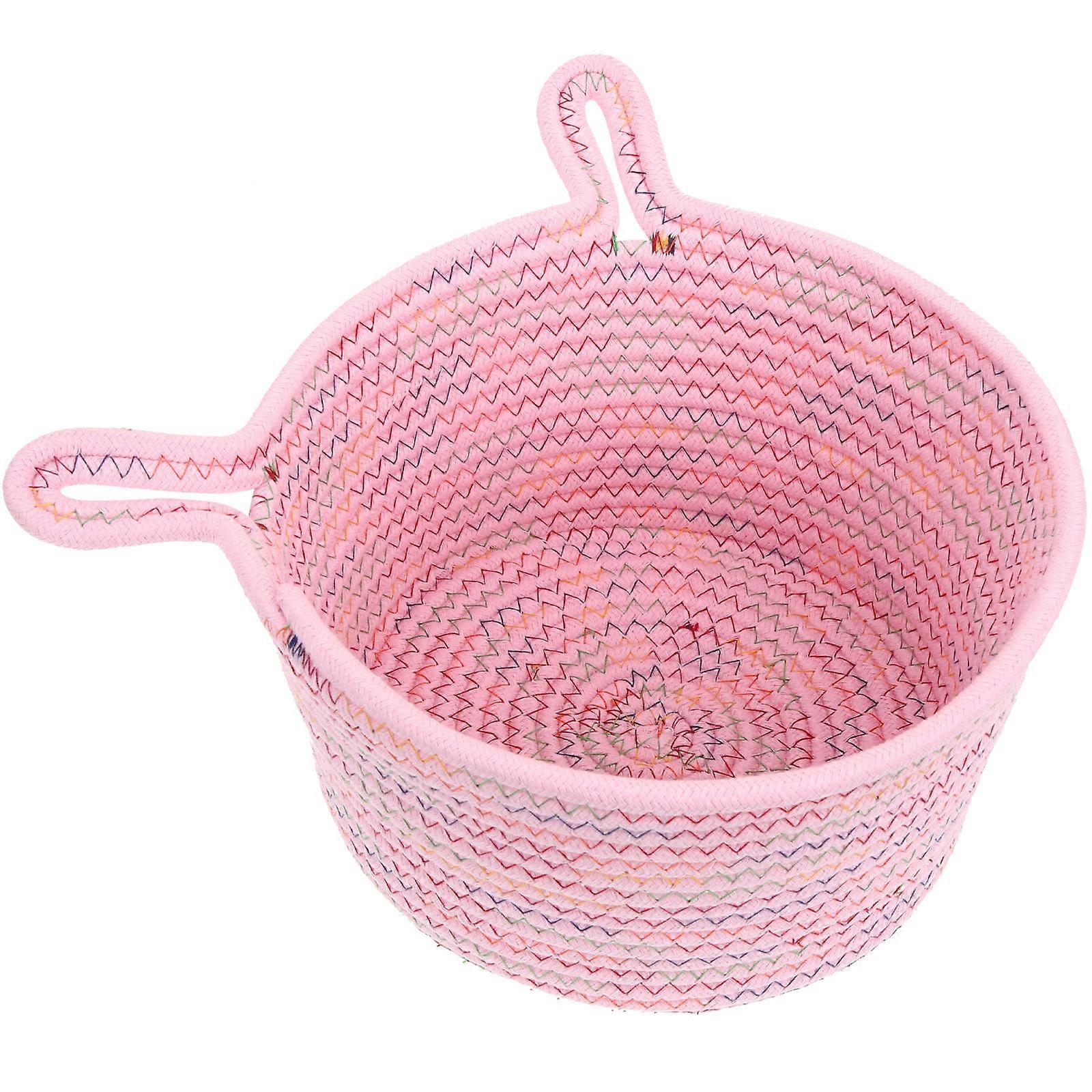 Storage Baskets With Ear Handles Cotton Rope Simple Style For Office Organization 1Set
