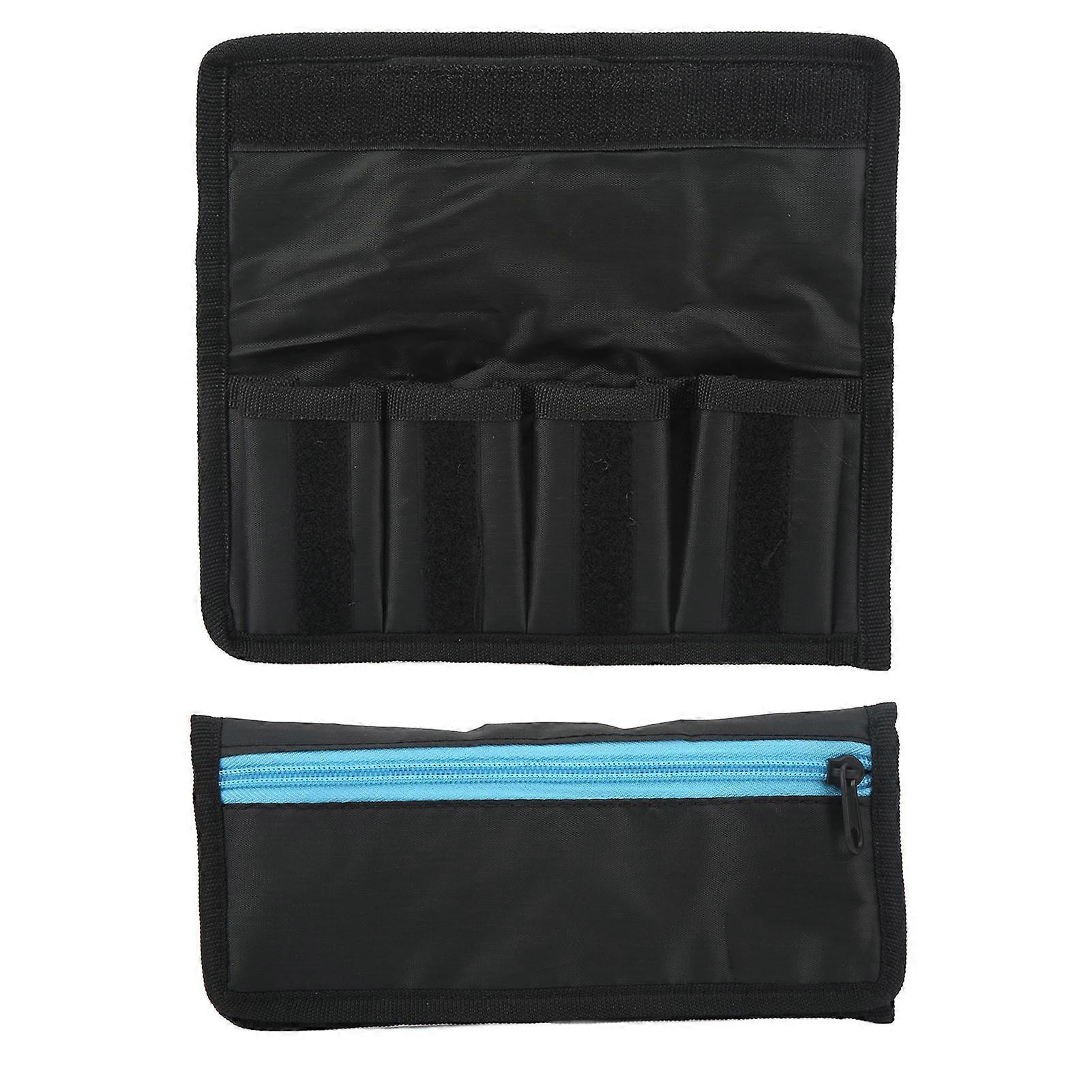 Battery Storage Bag Nylon Zipper Design 4 Small Grids Inside Portable Memory Card Storage Bag with Hook and Loop