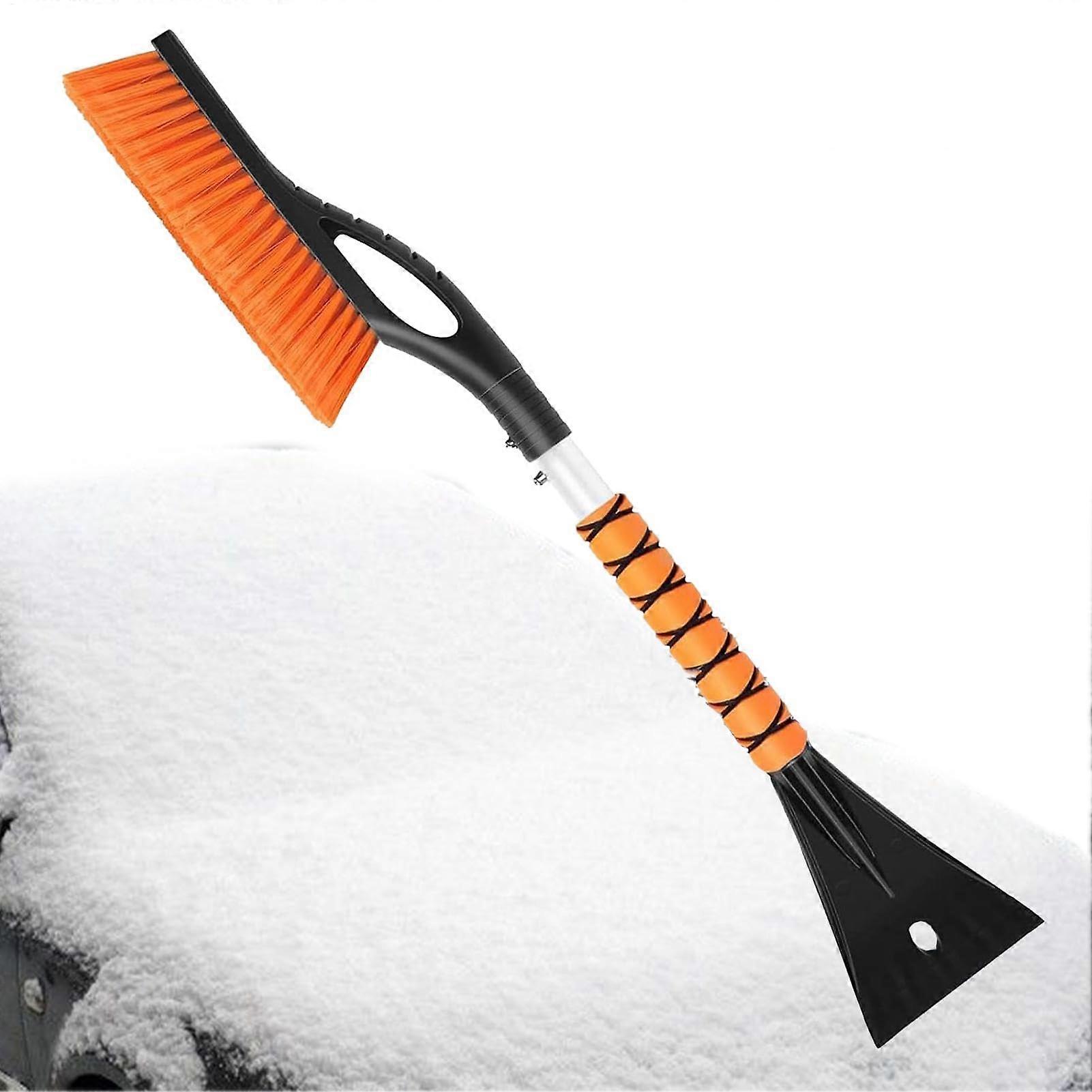 Windscreen Ice Scraper For Car Windshield, Aluminium Ice Scraper With Removable Snow Brush, Ergonomic Handle