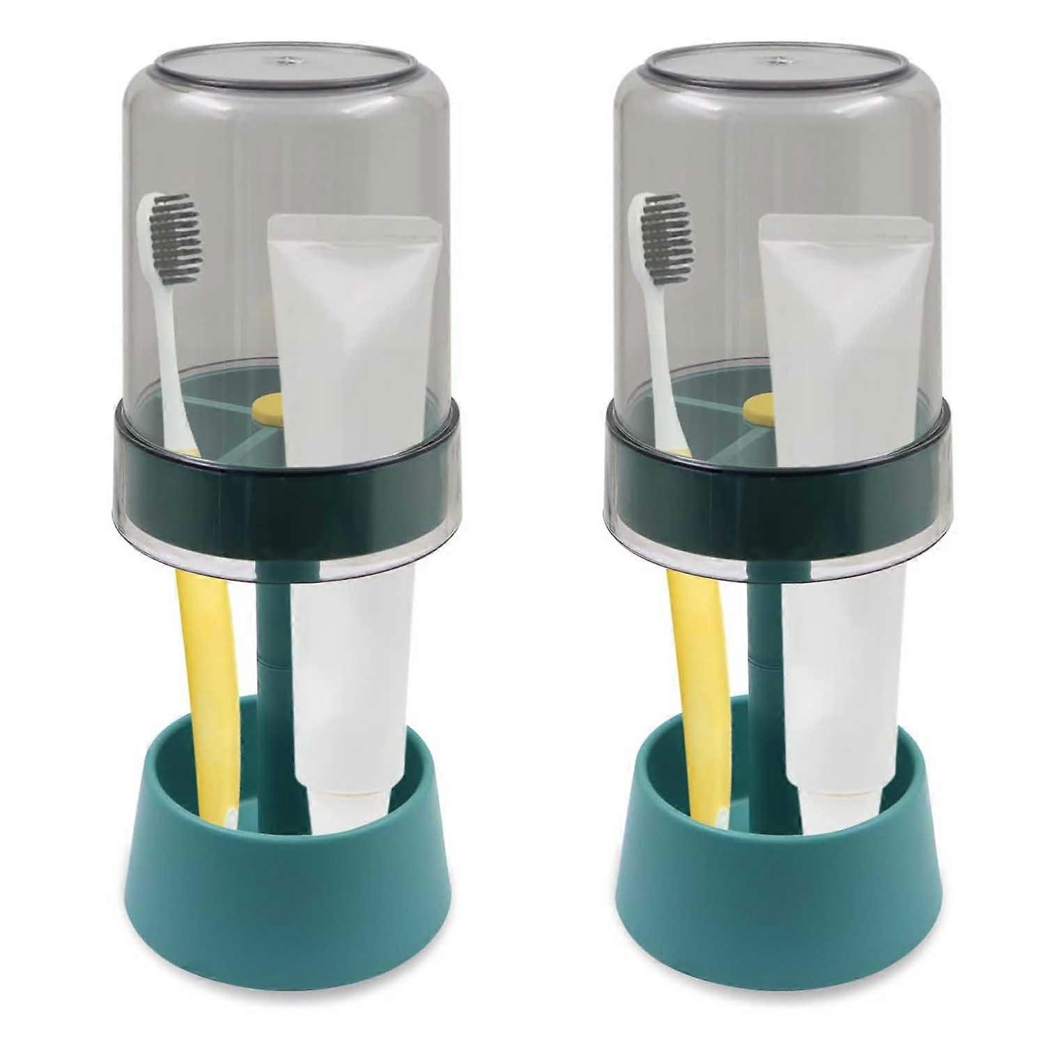 2pc Toothbrush Holder Stand with Tooth Brush Cups/Cover