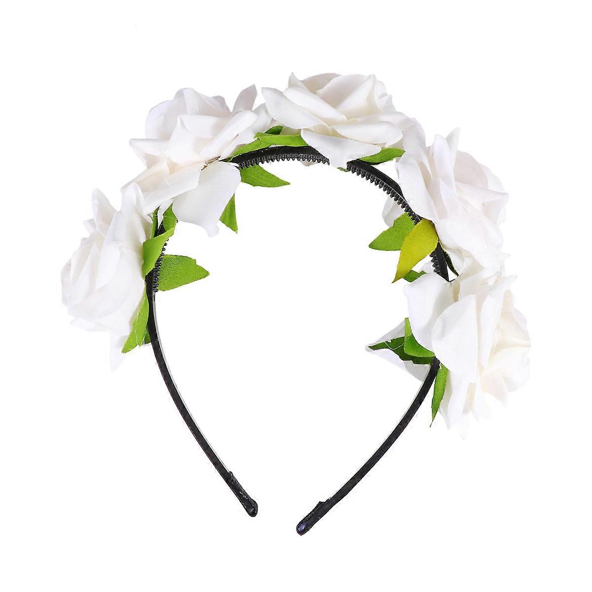 The **White Rose Simulation Headband** is a beautifully crafted hair accessory designed specifically for women, ideal for adding a touch of elegance