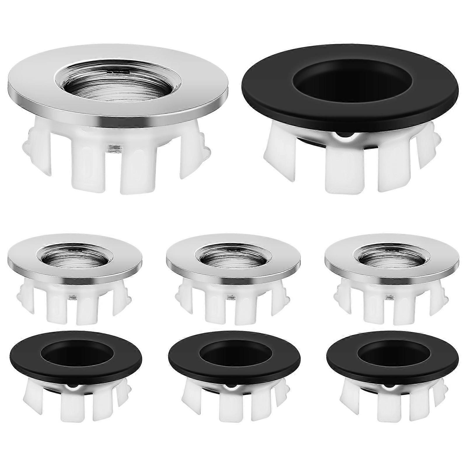 8pcs Basin Sink Overflow Caps Easy Install Covers for Kitchen & Bathroom Silver Insert Caps for Home Hotel Shopping Center Use