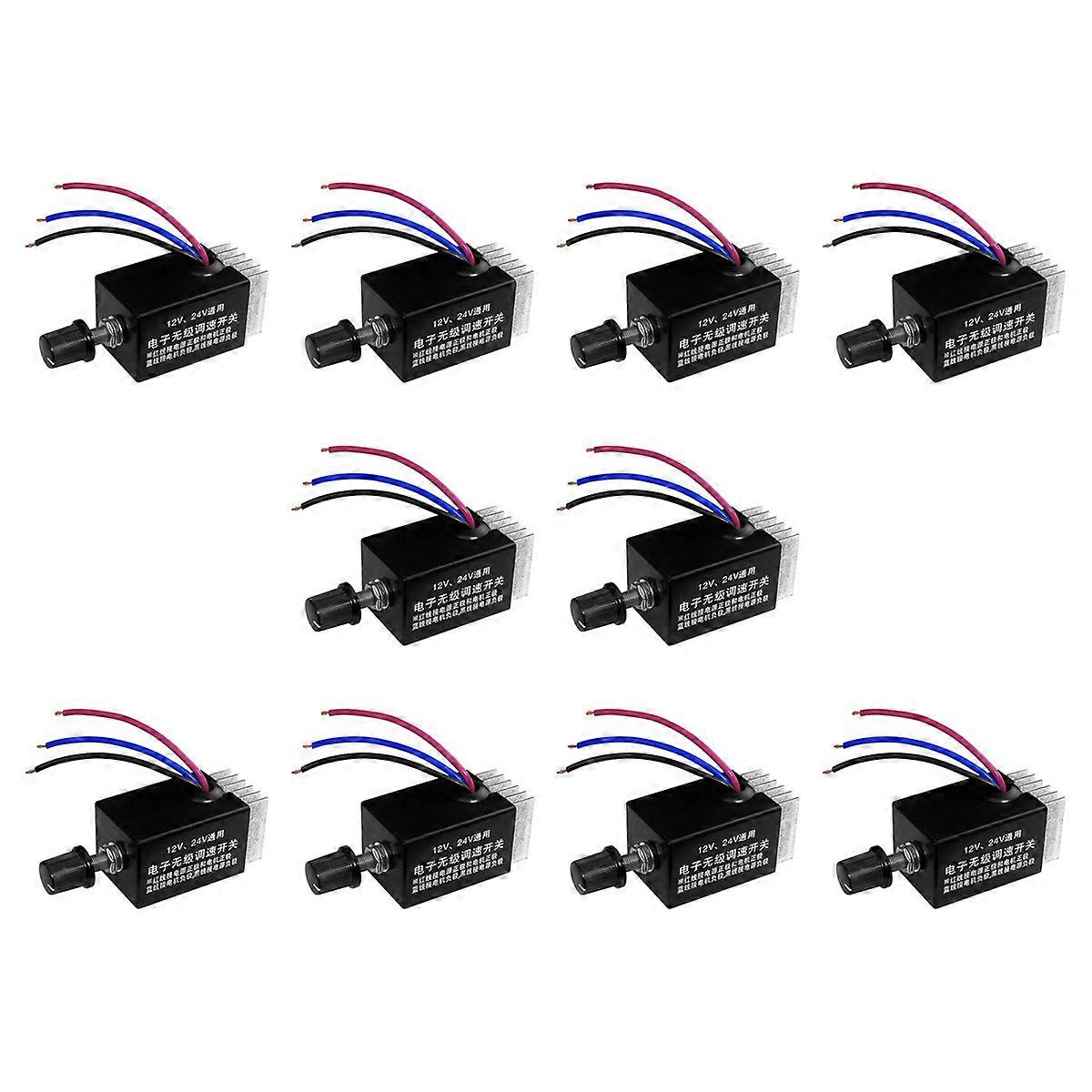 10Pc Motor Speed Regulator DC 12V/24V 10 A Motor Speed Controller Switch for Car Truck Fan Heater Co