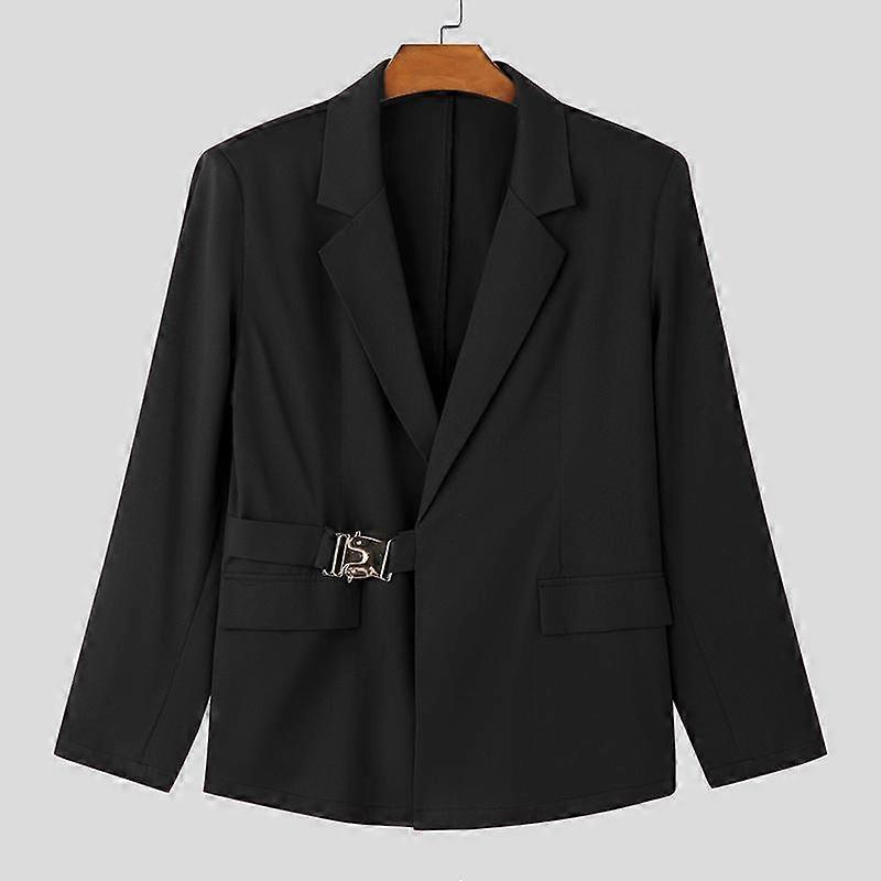 INCERUN Men Lapel Neck Blazer Long Sleeve One Button Thin Coats
