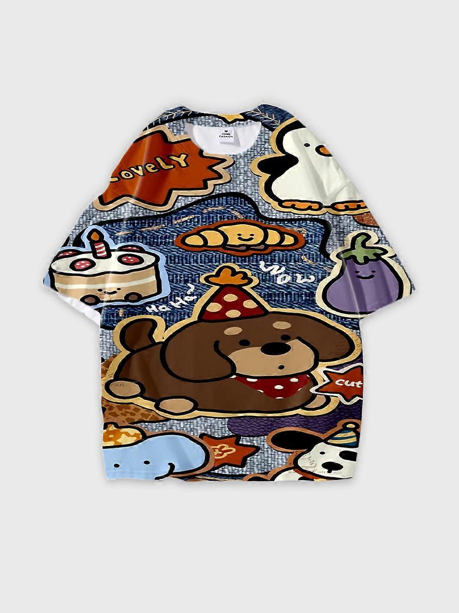 T-shirt round neck Pattern loose short sleeve P3292