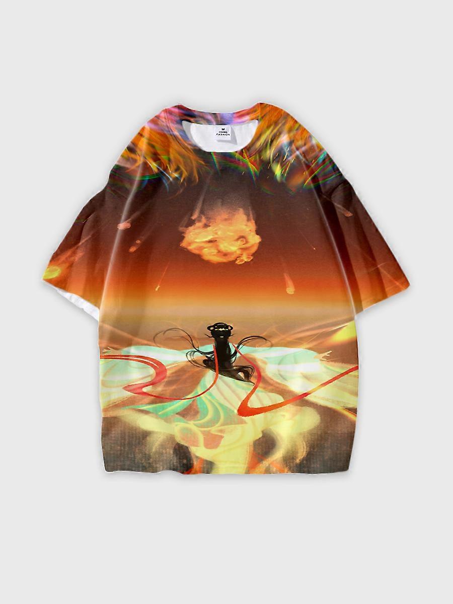 T-shirt round neck Pattern loose short sleeve P1443