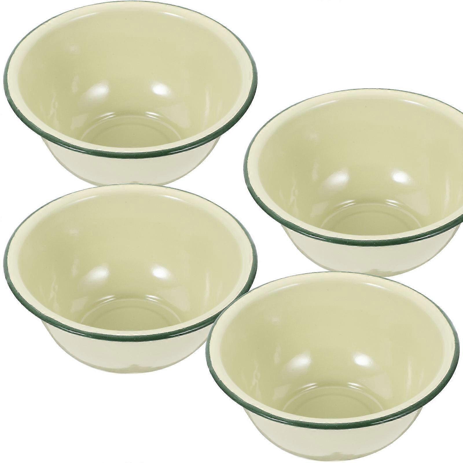 4pcs Vintage Style Enamel Bowls, Multipurpose Kitchen Bowls for Soup, Salad, Mixing, and Serving, Retro Enamelware for Home Cooking and Decor