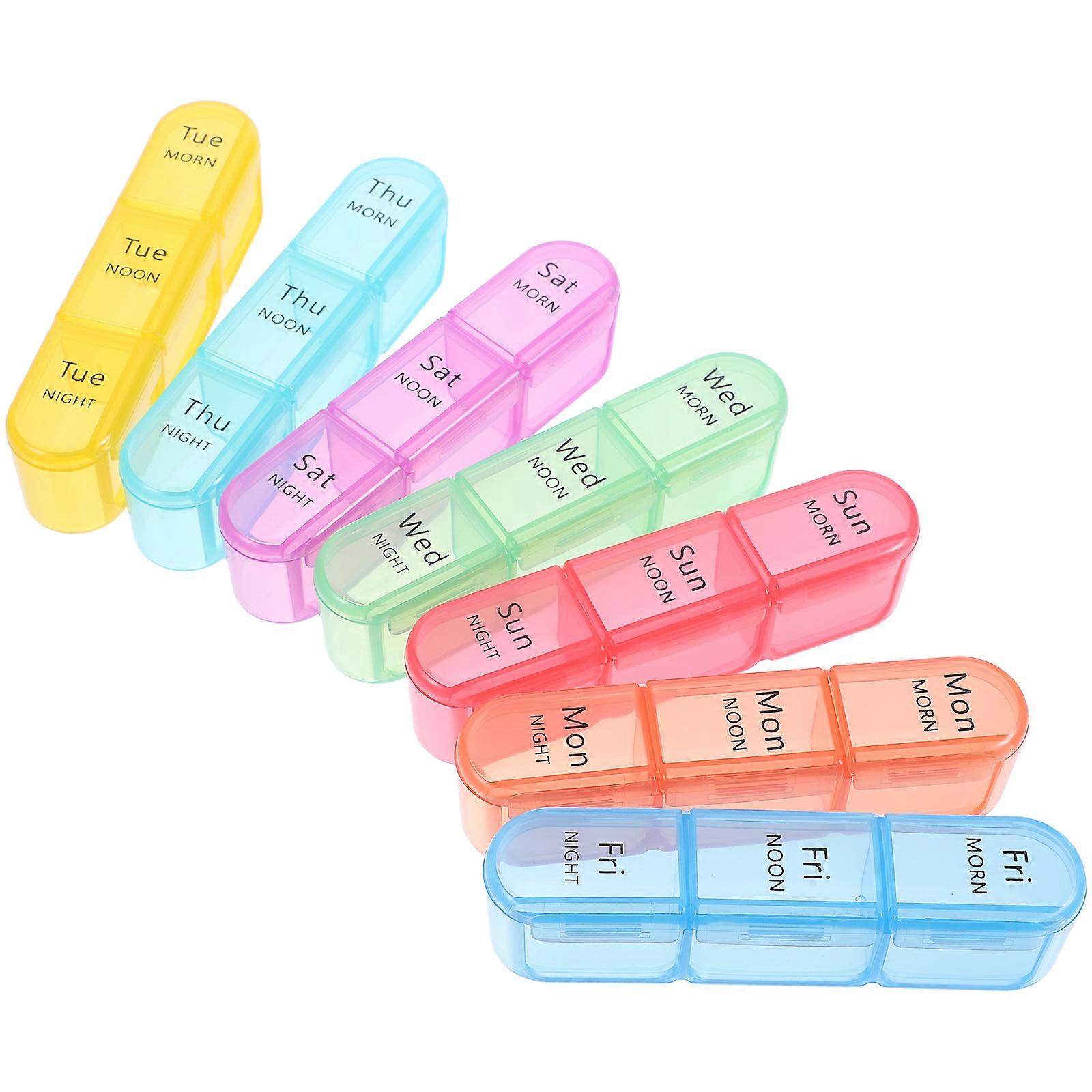 Weekly Medication Organizer Storage Travel Friendly Small Weekly Pill Case Portable Rectangular 1Pcs