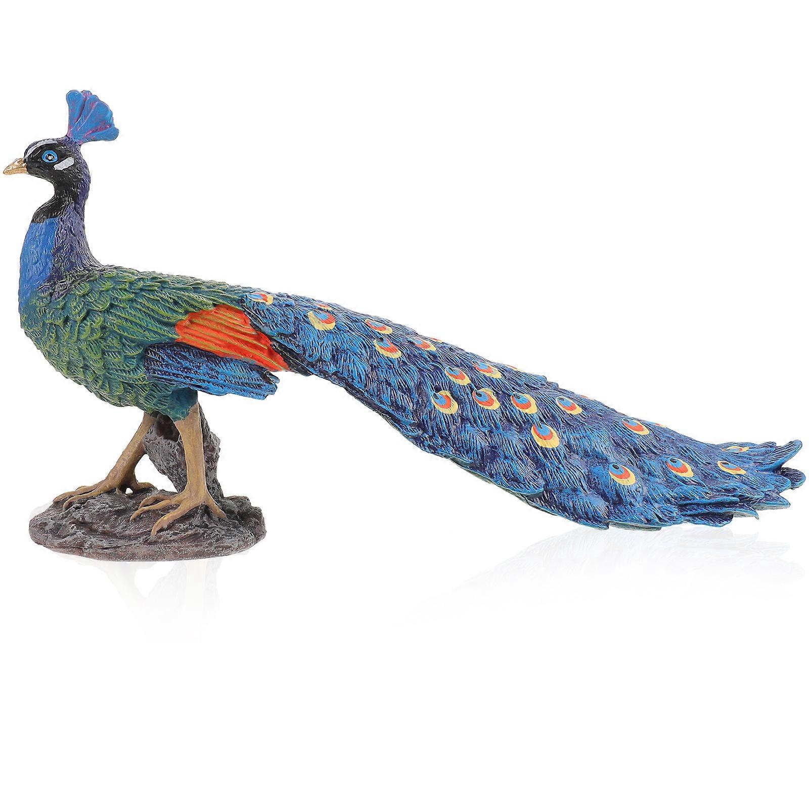 Classic Design Peacock Model Tabletop Decoration Item Ornamental Craft for Home Atmosphere Enhancement 9.43X3.03X5.58In 1Pack
