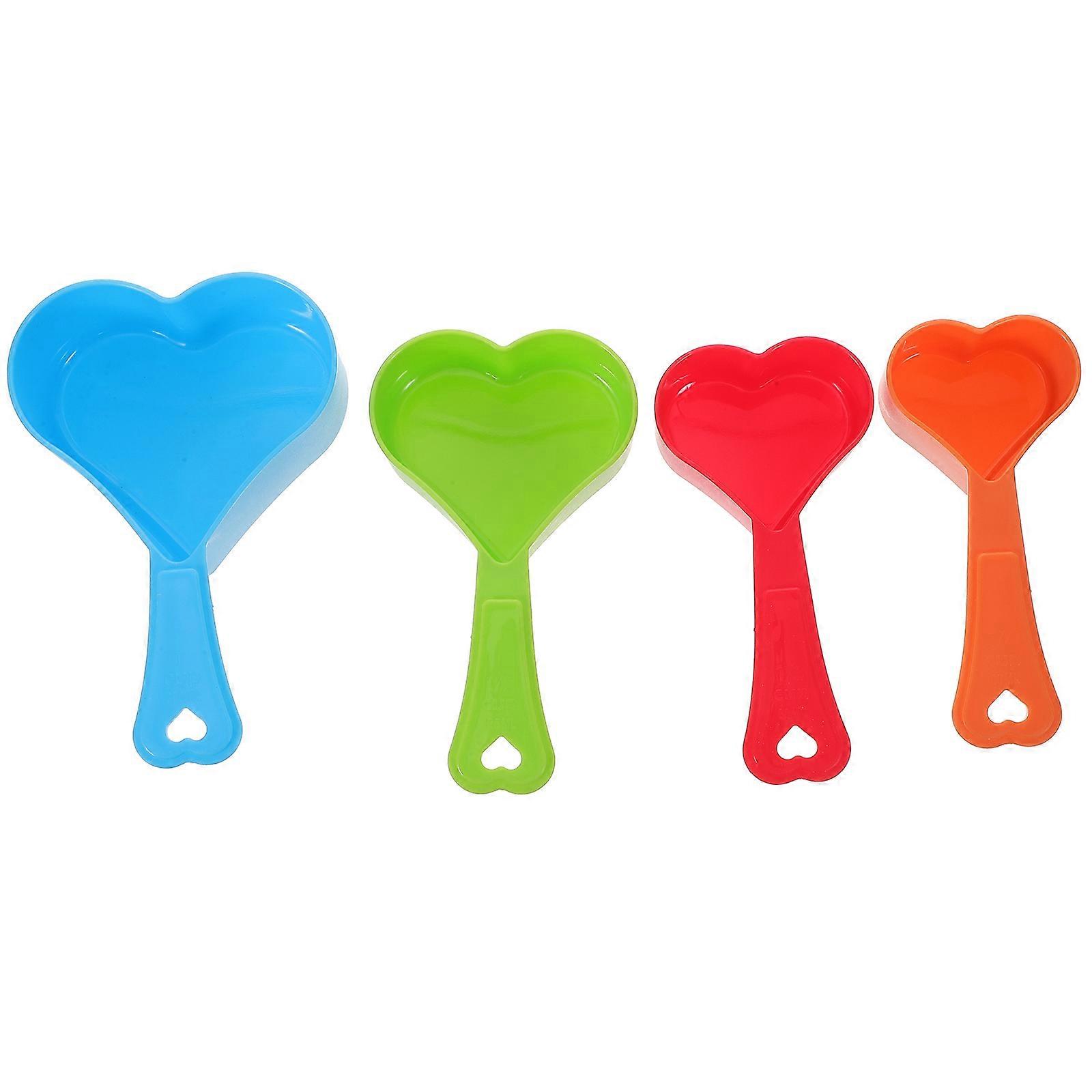 Heart Shaped Measuring Spoons for Baking in Assorted Color Made of ABS Safe and 4 pcs