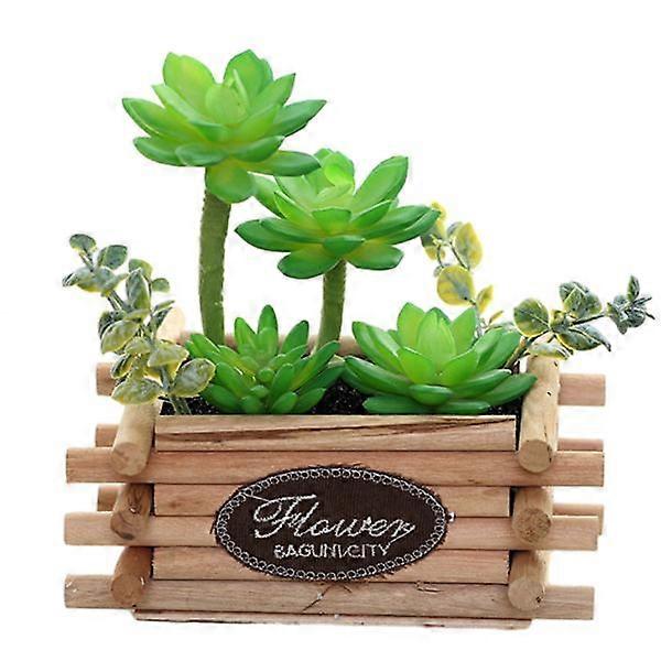 Simulated succulent combination bonsai flower and wooden pots