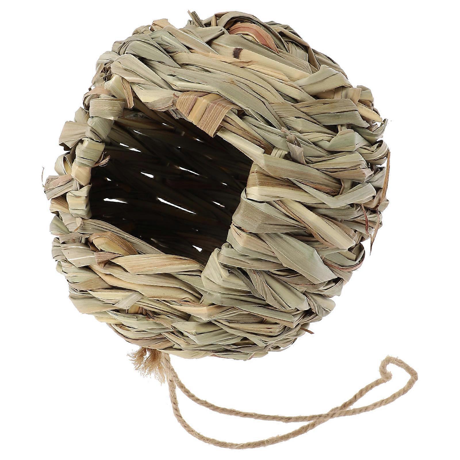Natural Woven Straw Bird Nest Birdhouse Hanging Cage for Garden Decoration Suitable for Parrots and Larks Year Round Use