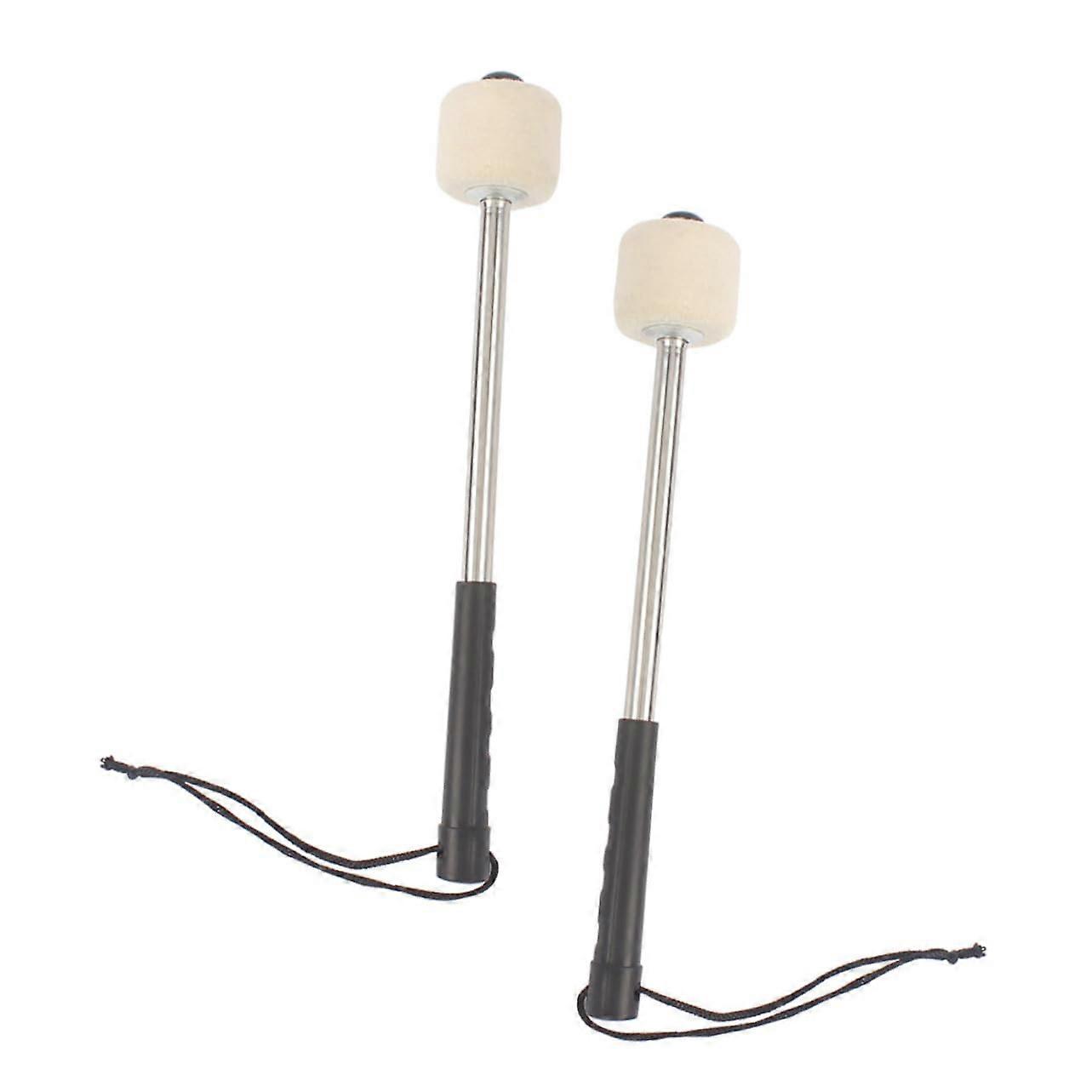 Bass Drum Mallets With Wool Felt Head 2 Pack Non Slip Grip For Marching Band