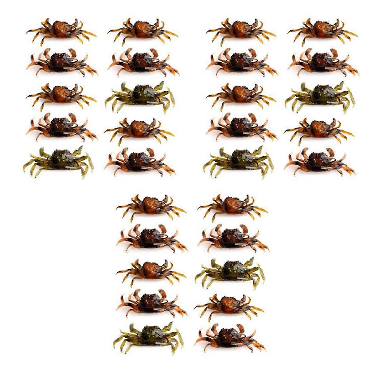 30 Pcs Crab Bait, 3D Simulation Crab Soft Bait with Pointed Hook, Sea Fish Bait Buckle, Sea Fish Fis