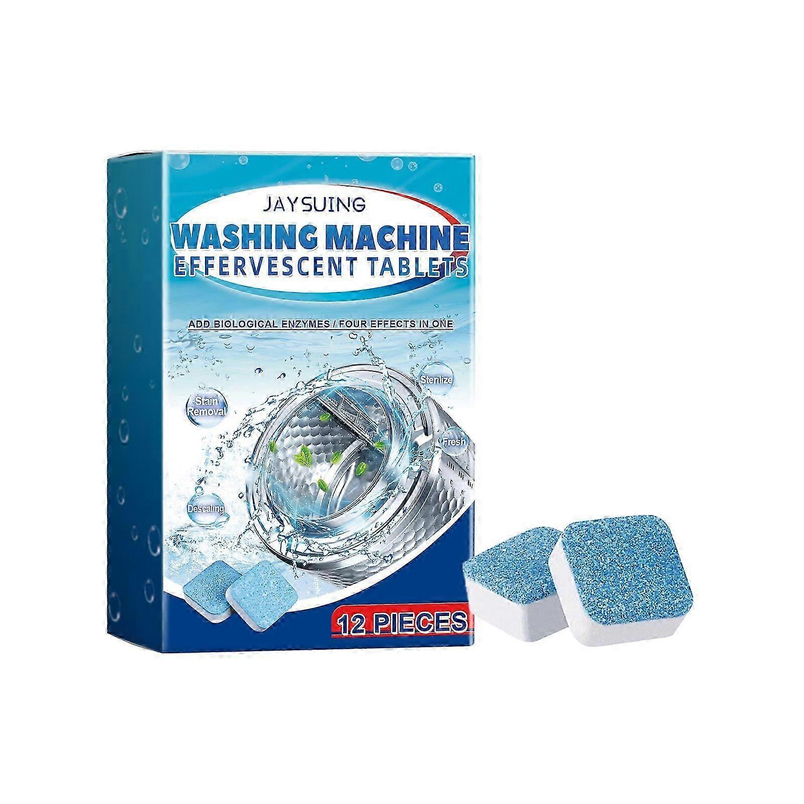 Effervescent Washing Machine Cleaner Tablets - 12 Pack, Deep Clean & Deodorize Automatic Washers