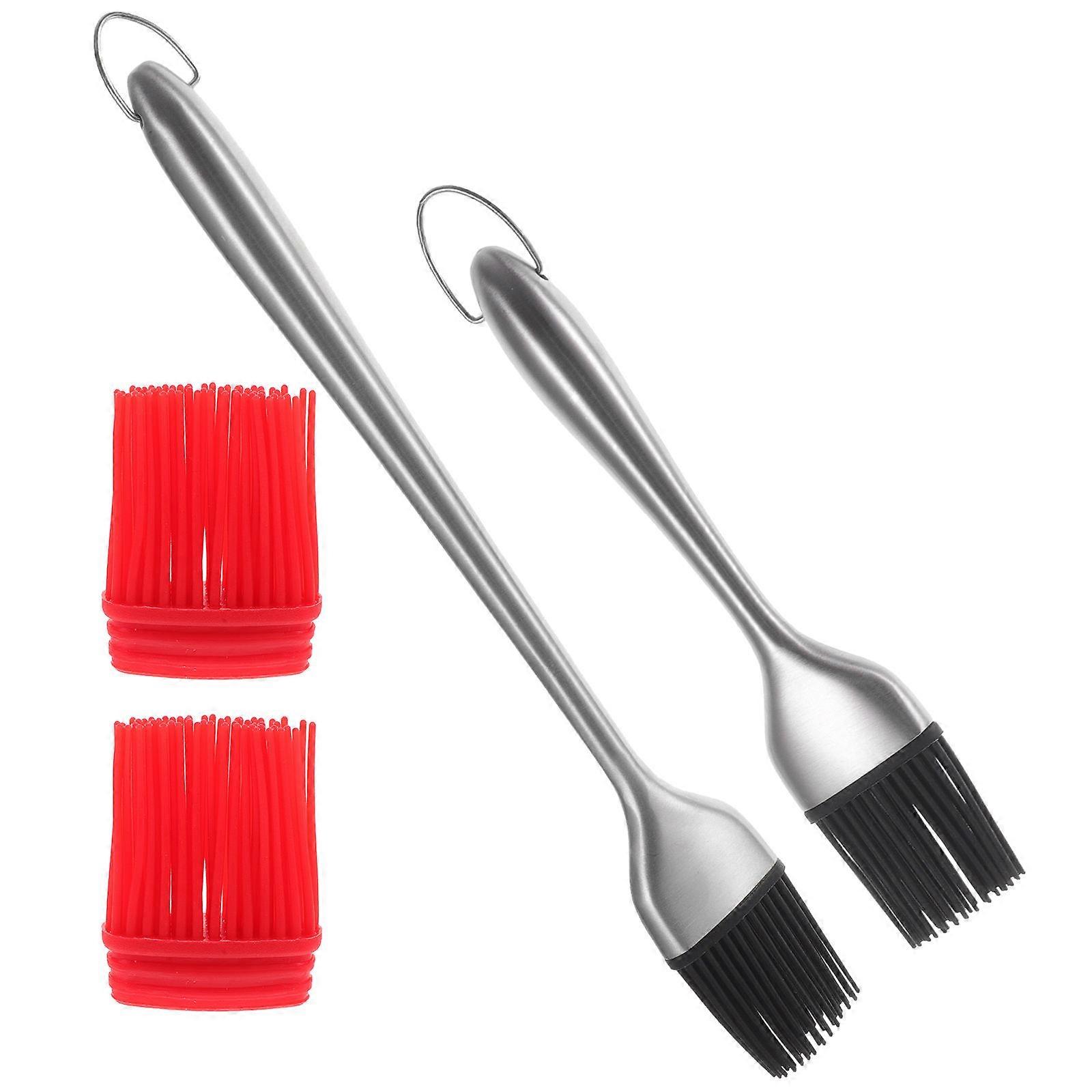 Stainless Steel Handle Silicone Basting Brush Set for Grilling, Baking, Cooking Oil & Sauce Application