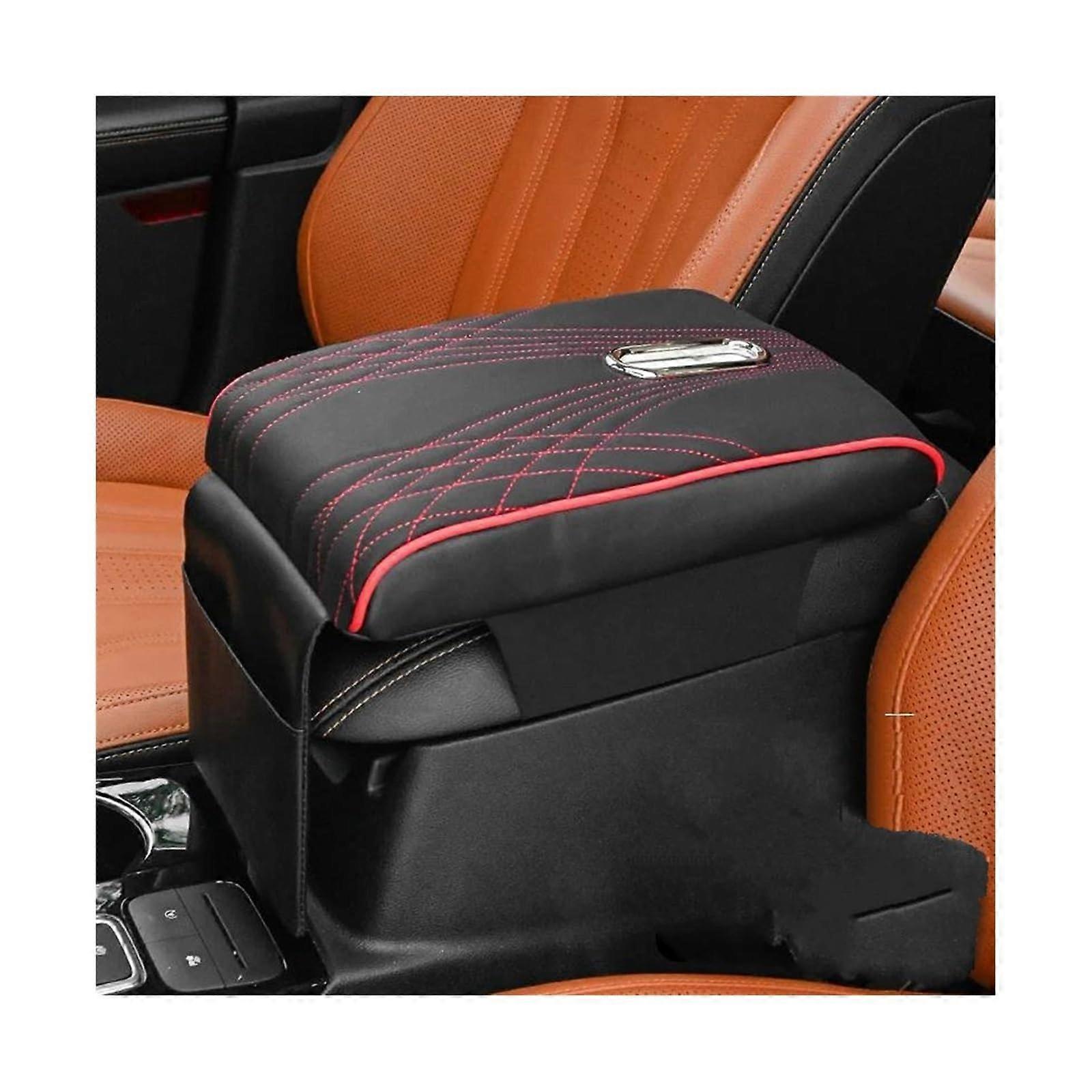 Car Centre Console Armrest Pad for Kia GT, GT-Line, X-Line, Ceed, Forte, Rio, K3, K4 - Black Red Cushion Support Box