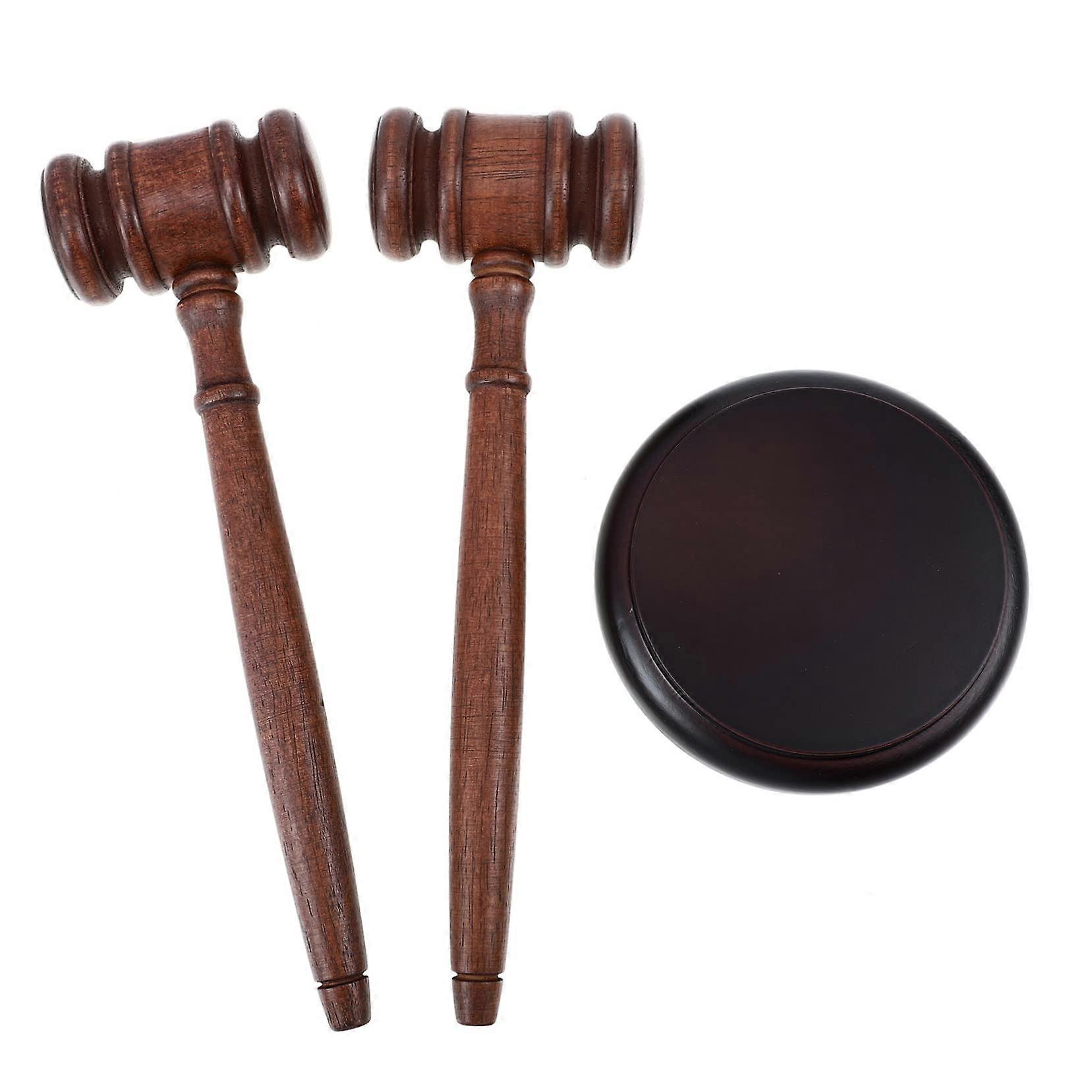 1 Set Wooden Auction Gavel Assessment Hammer Base Set Hammer Practical Dish Tool