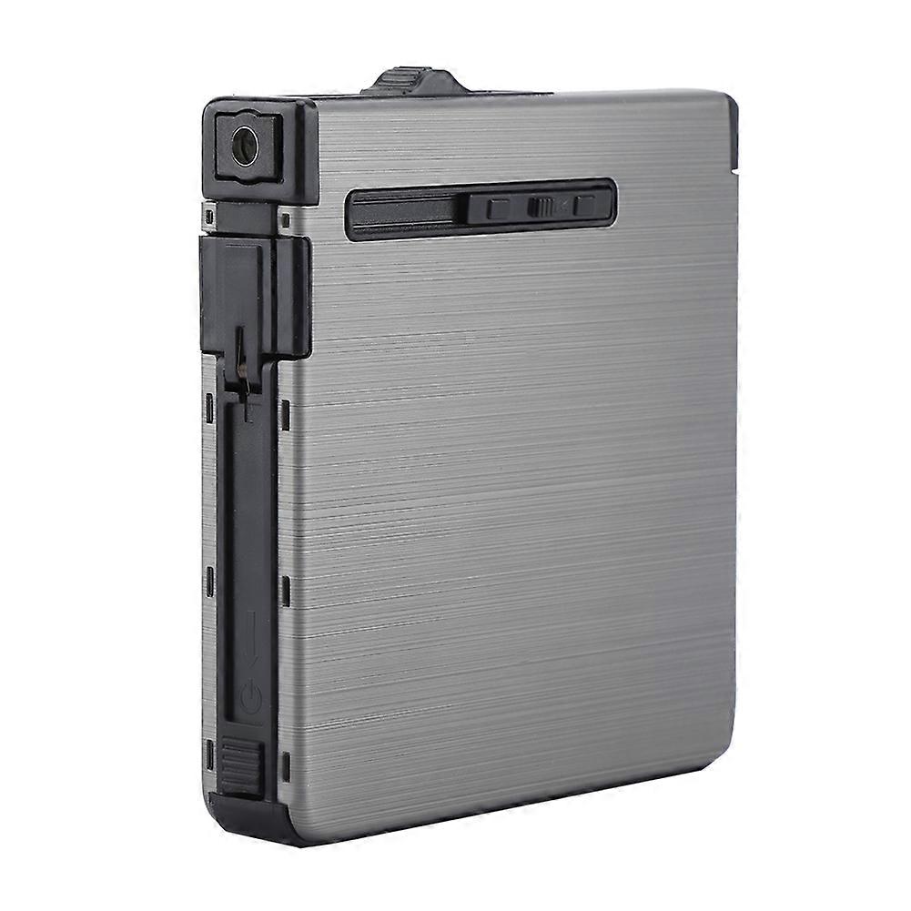 Automatic Cigarette Storage Case Windproof Metal Box Holder Without Gas Black
