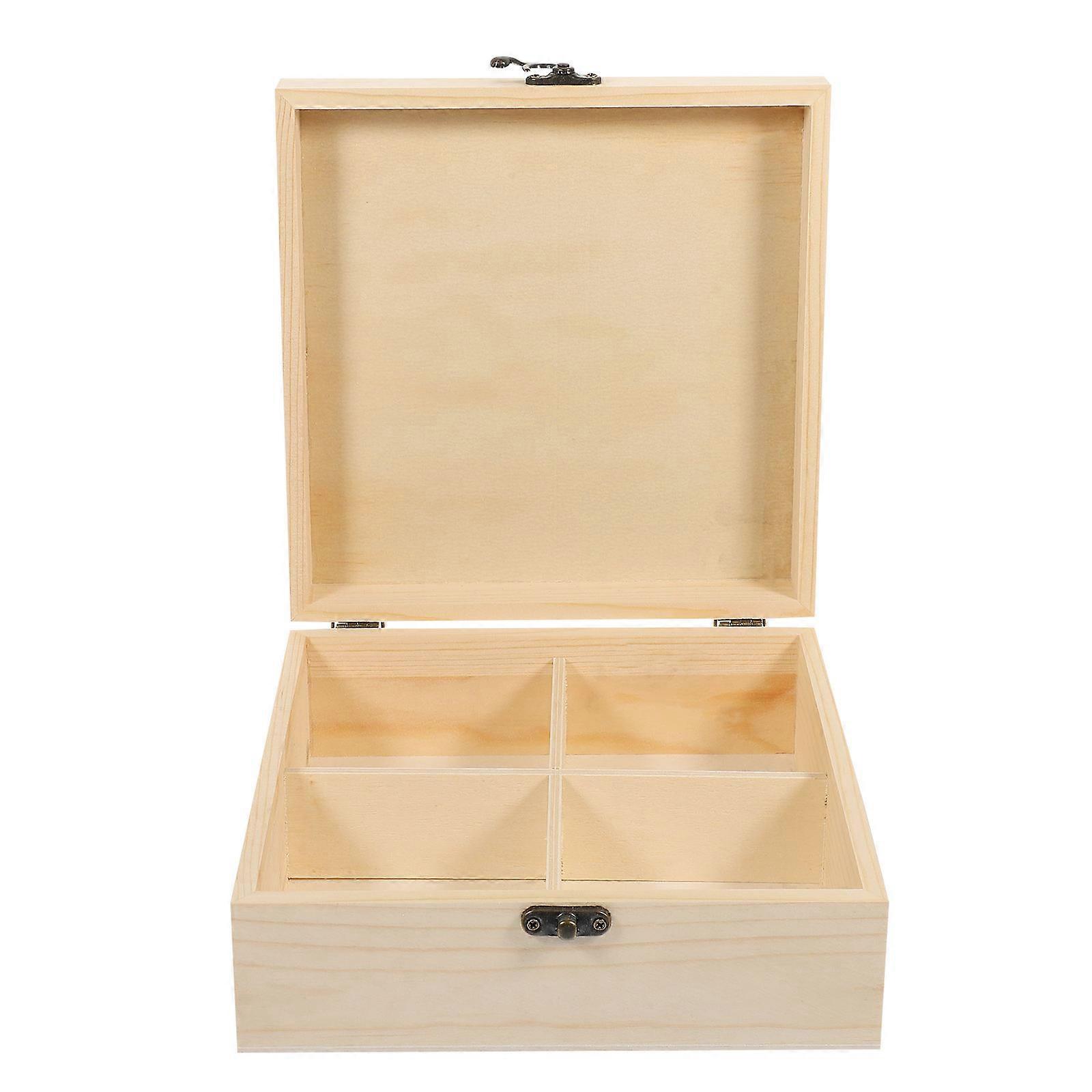 Wooden Tea Bag Storage Box with Compartments for Tea Bags, Sugar Packets, and Spices – Smooth Finish and Practical Design for Organized Countertops
