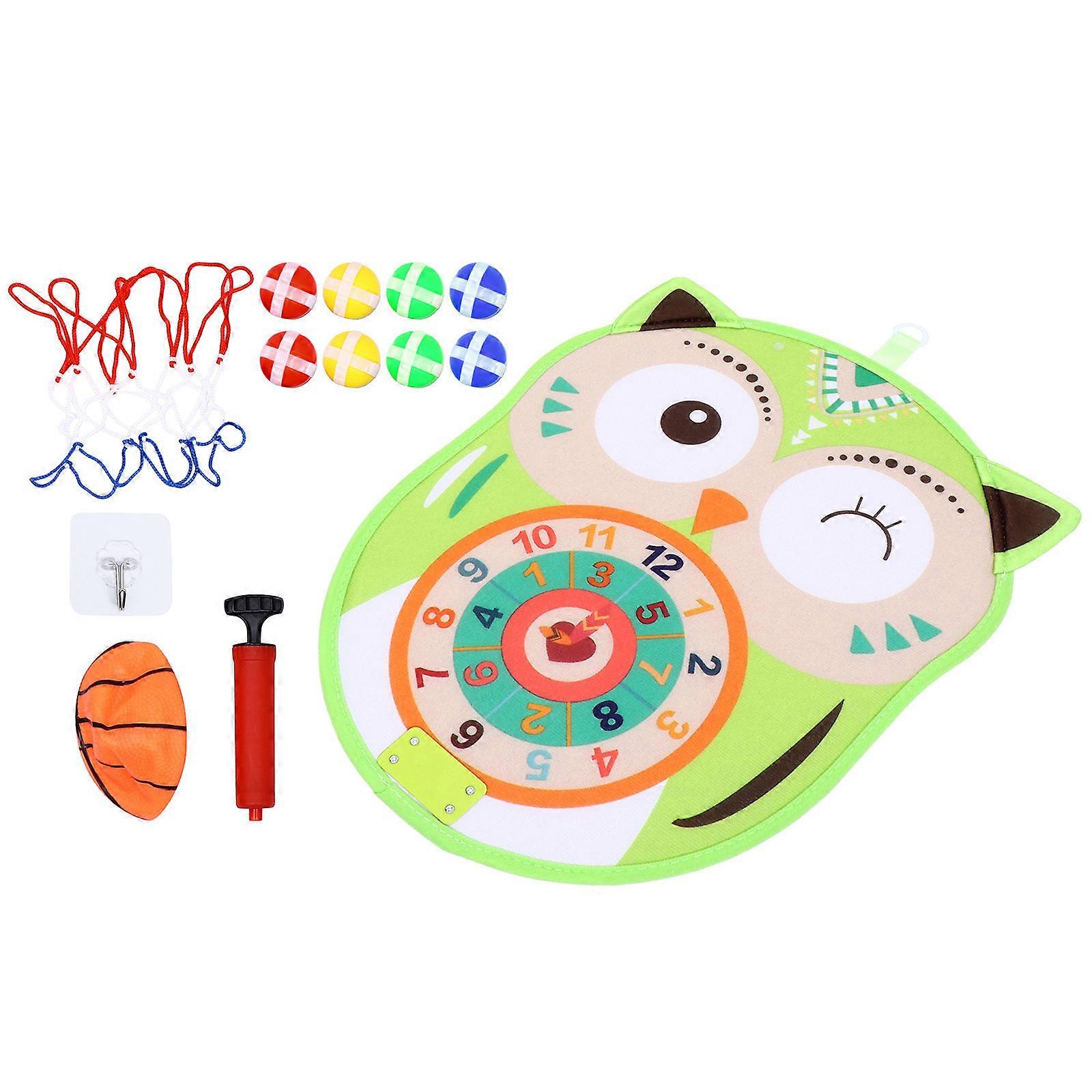 1 Set Double Sided Board Game Toy with Balls Owl Shaped Throw Darts Game